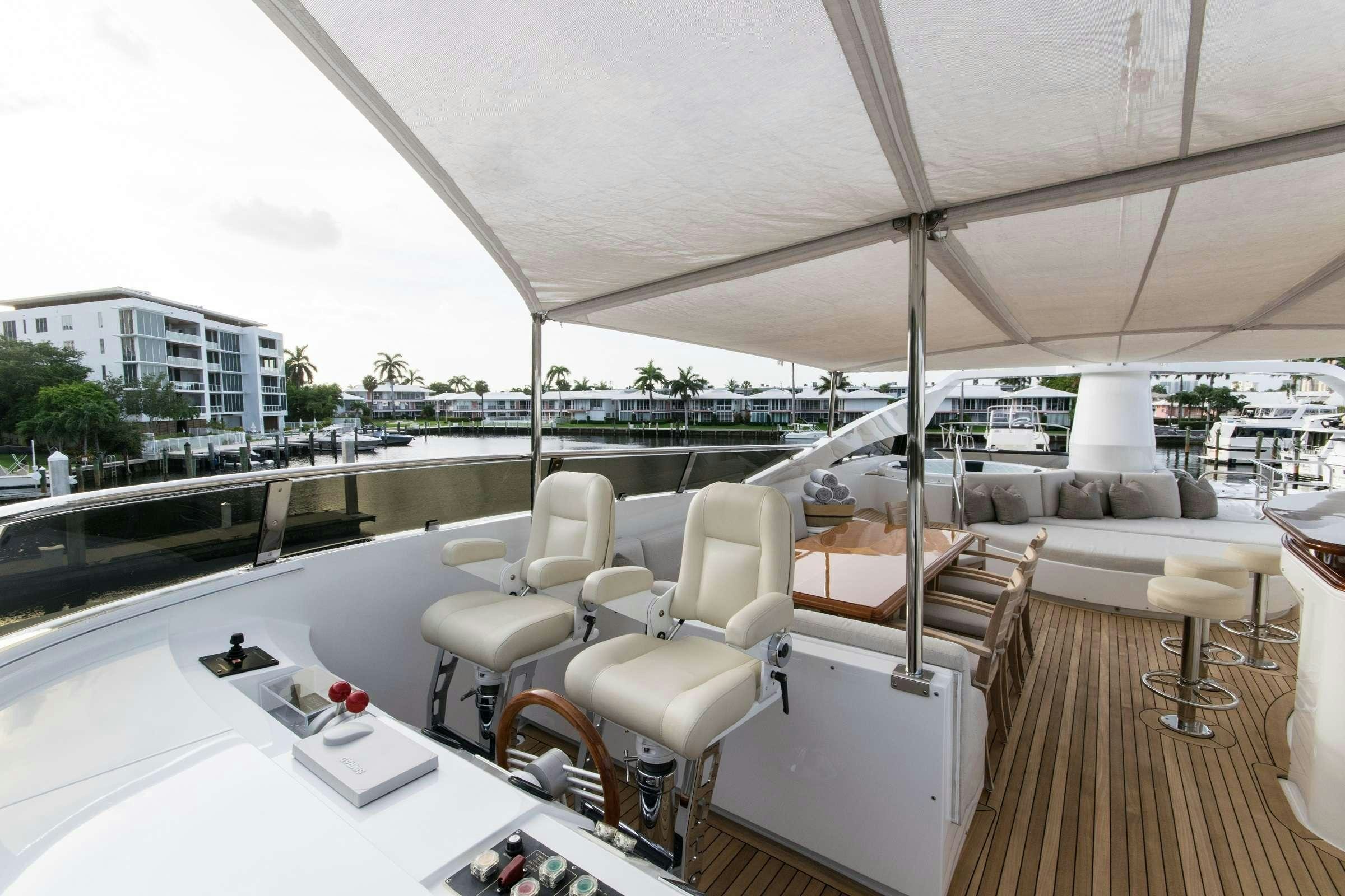 a room with a large window and a table with chairs and a large white table with a white aboard INVICTUS Yacht for Charter
