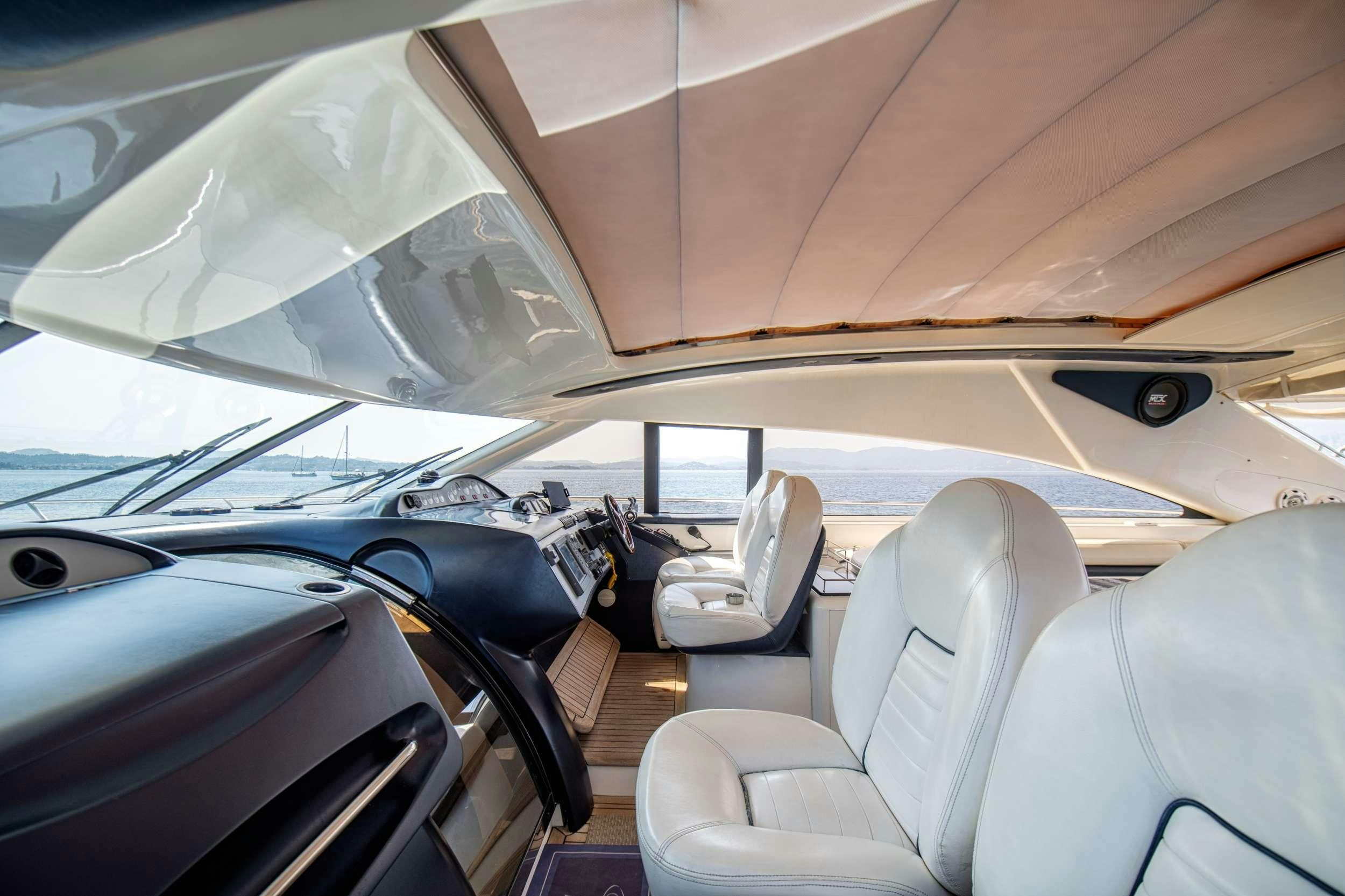 inside of a car aboard EVENIA Yacht for Charter