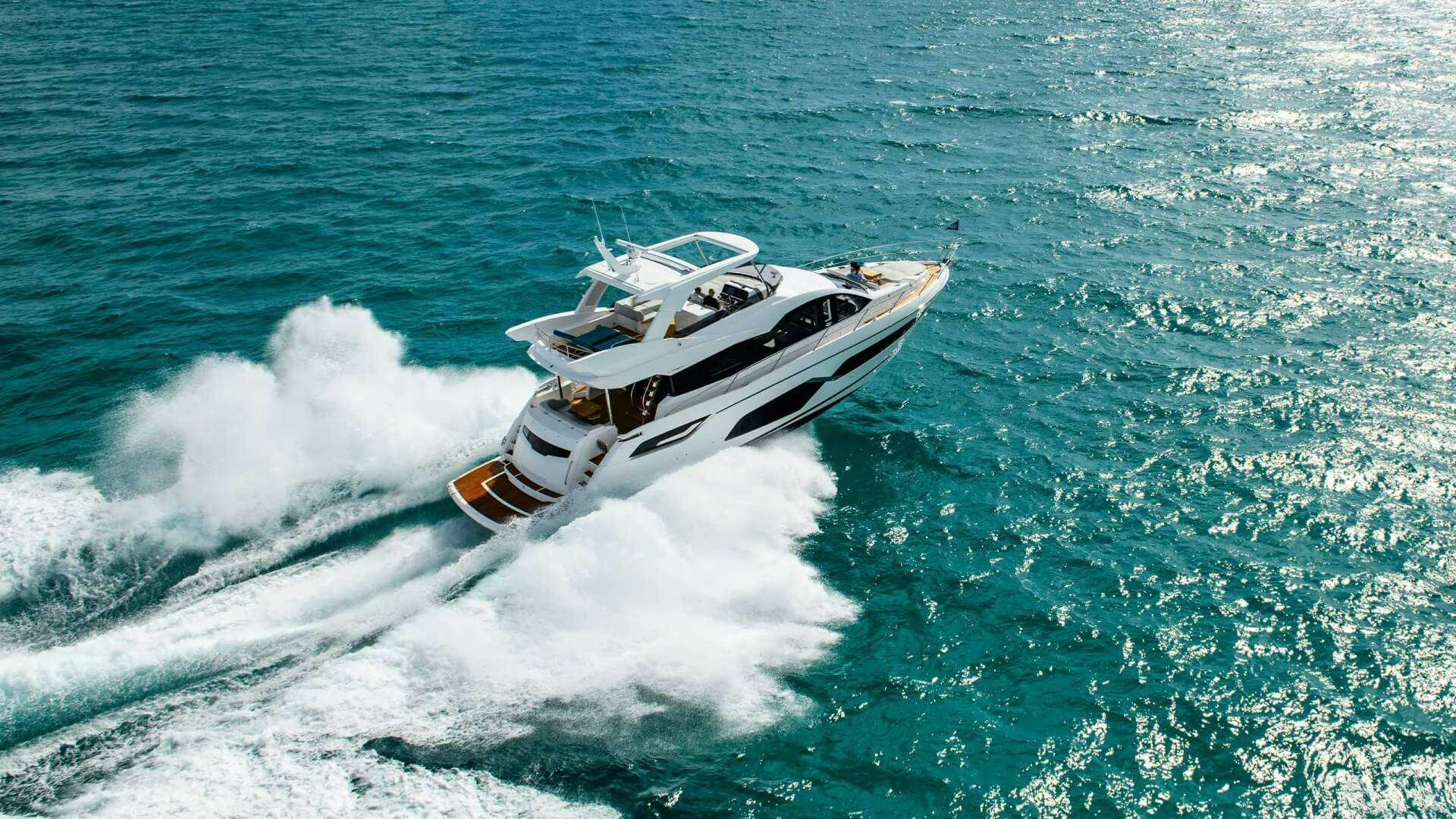 a white helicopter in the water aboard APOLLO Yacht for Charter