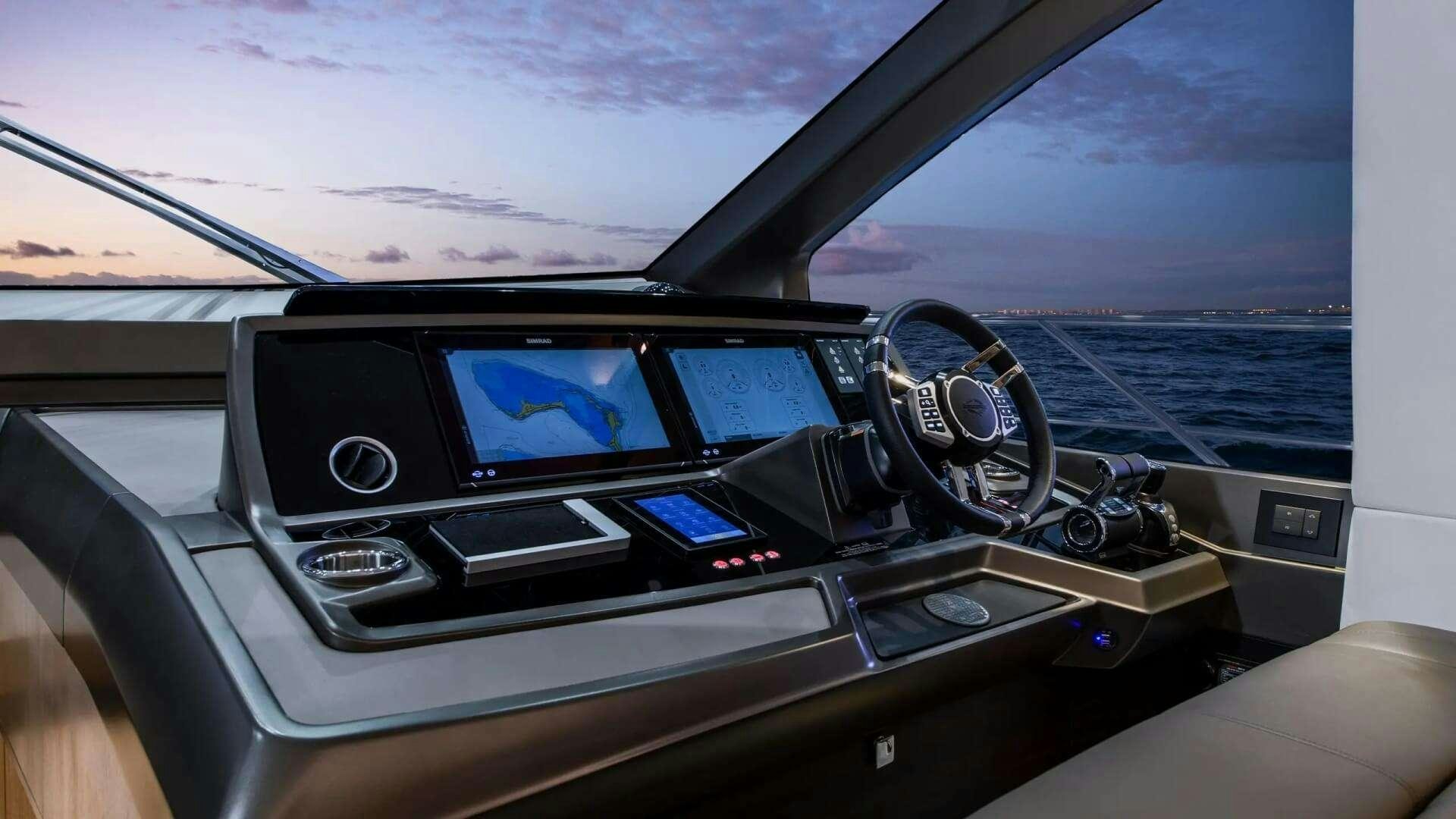 the inside of a car aboard APOLLO Yacht for Charter