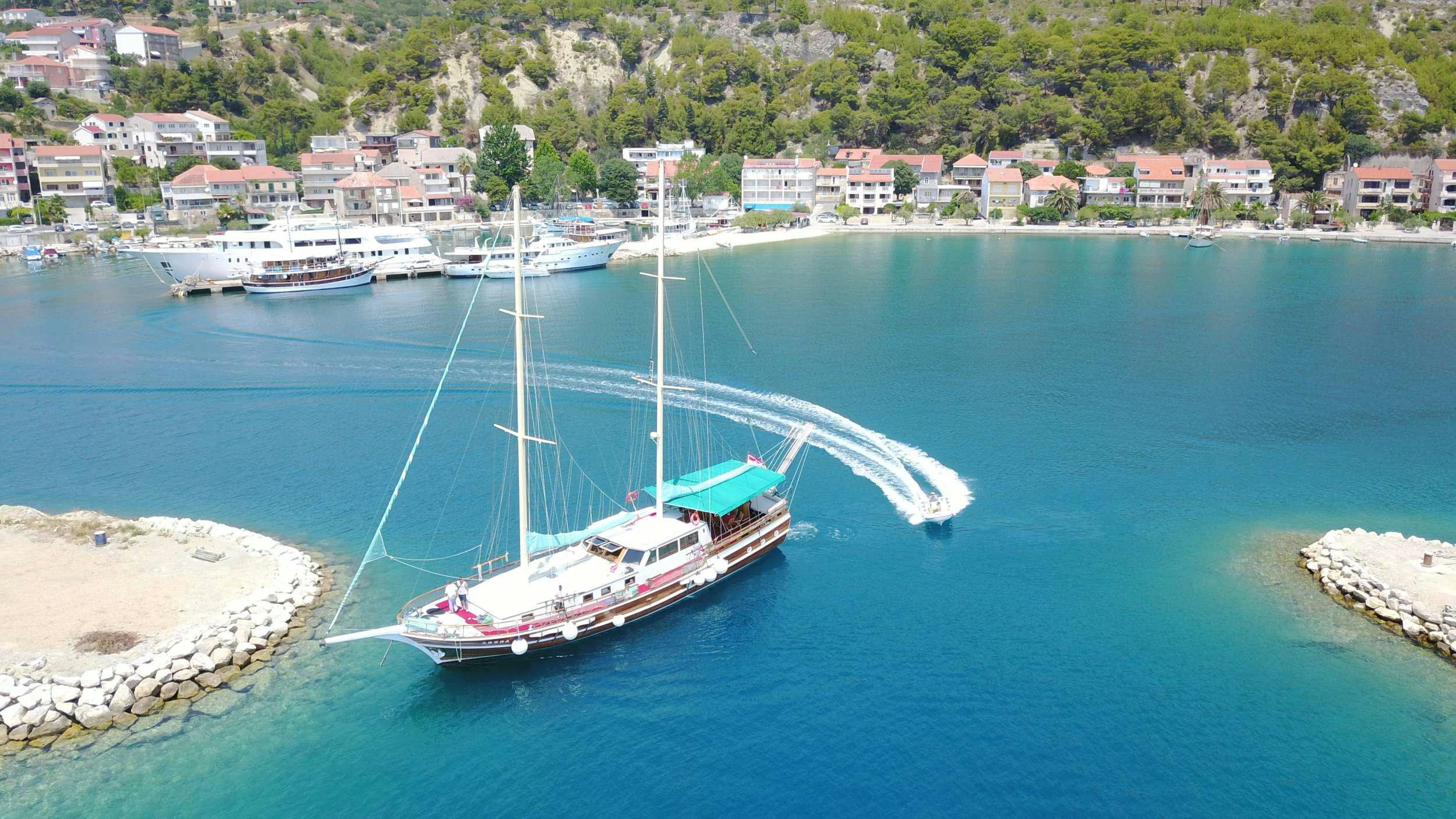 a boat in the water aboard AGORA Yacht for Charter