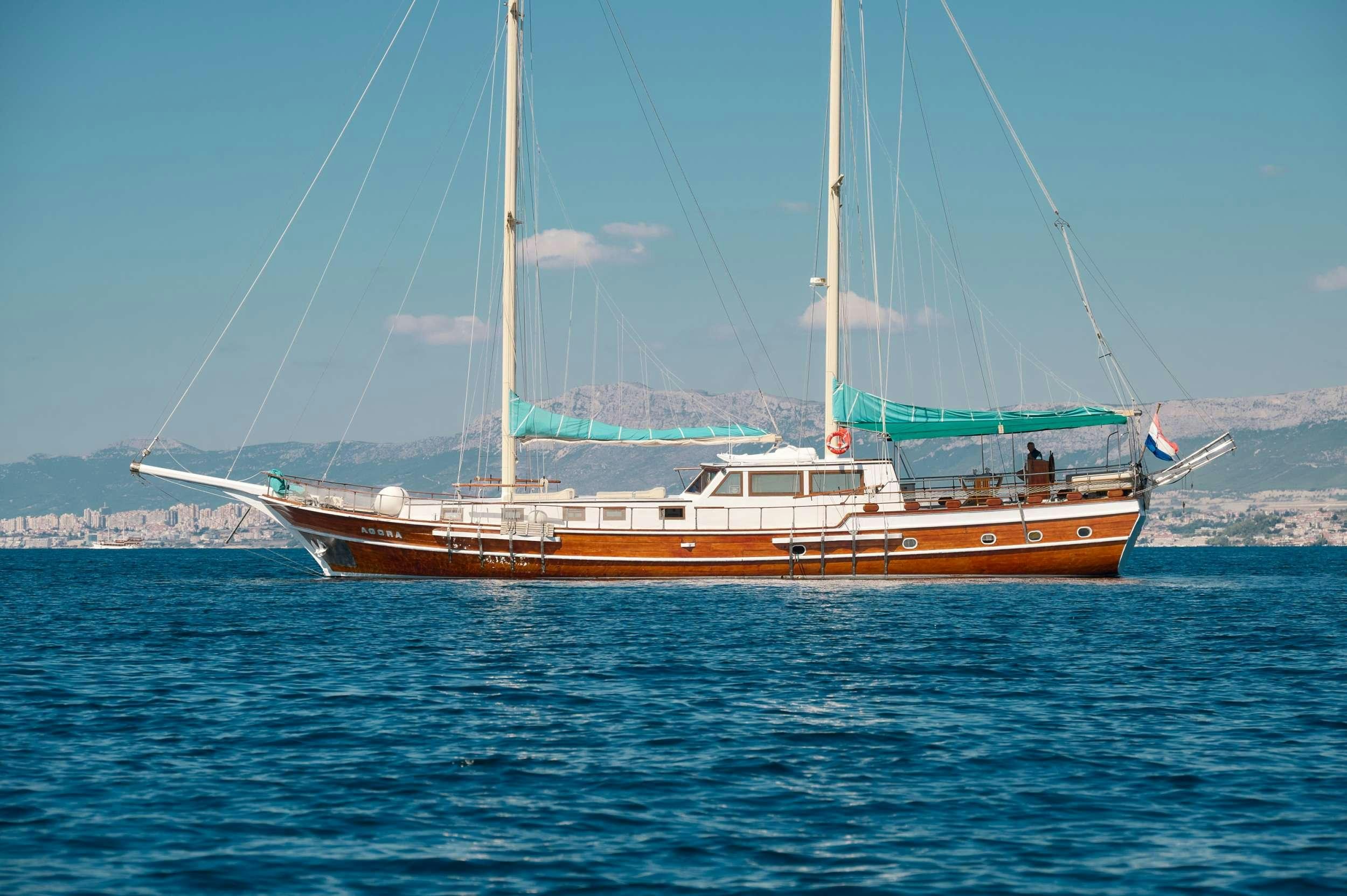 a boat in the water aboard AGORA Yacht for Charter