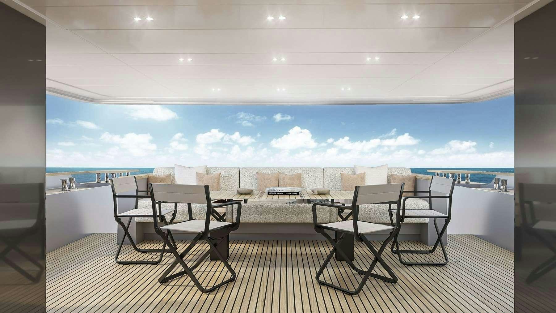 a room with chairs and a table aboard UNIQUE S Yacht for Charter