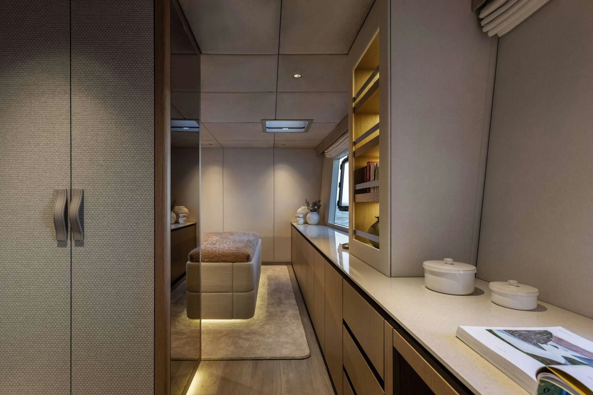 a kitchen with a large counter aboard OTOCTONE Yacht for Charter