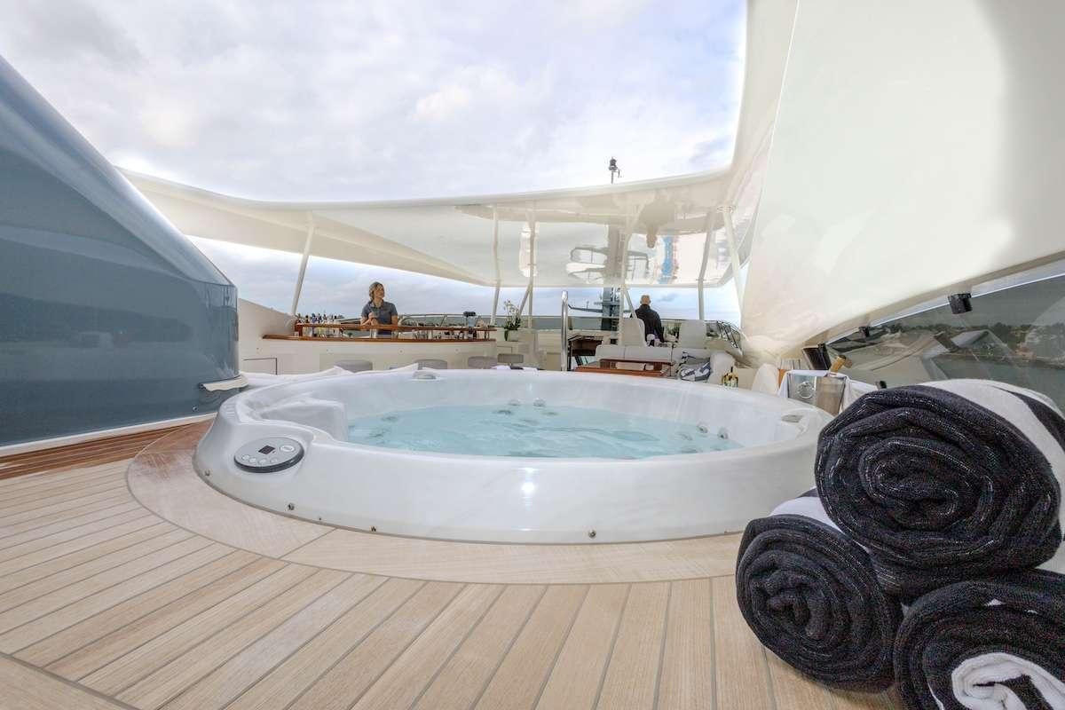 a large indoor swimming pool aboard BLACKSHEEP Yacht for Charter