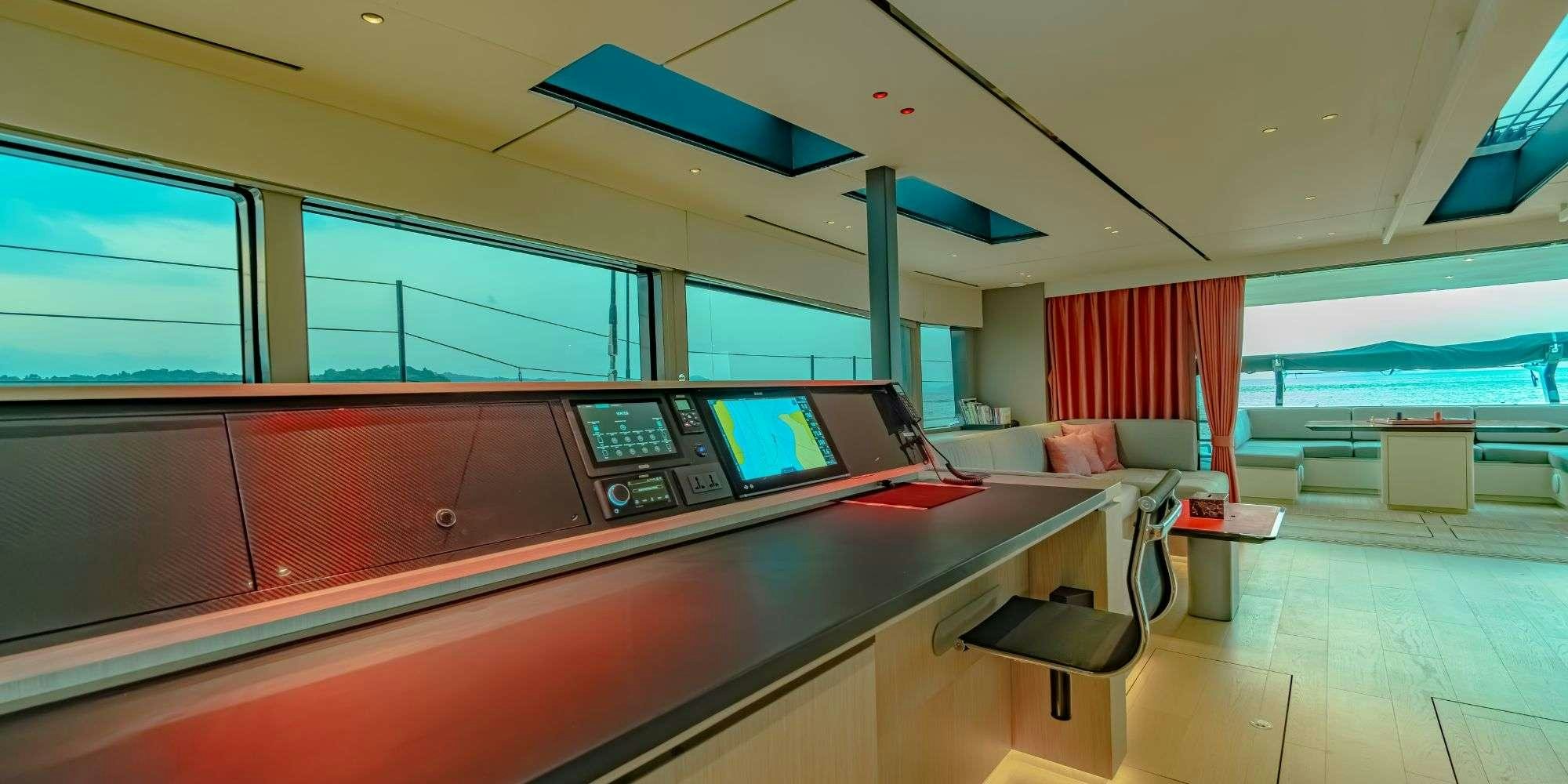 inside of a vehicle aboard JACK Yacht for Charter
