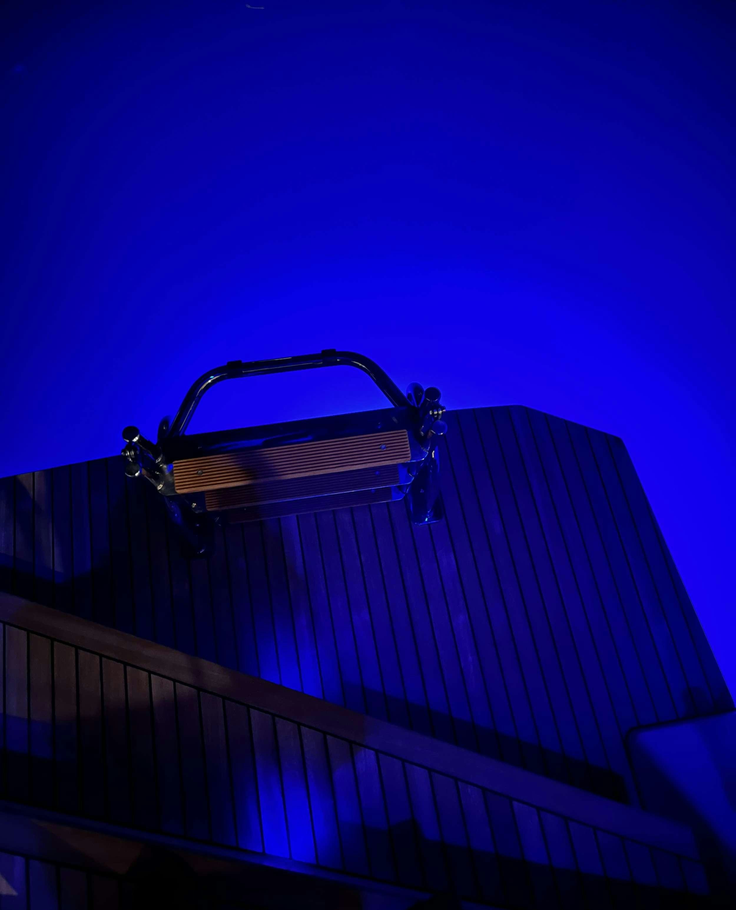 a metal briefcase on top of a building aboard THE BLUE DREAM Yacht for Charter