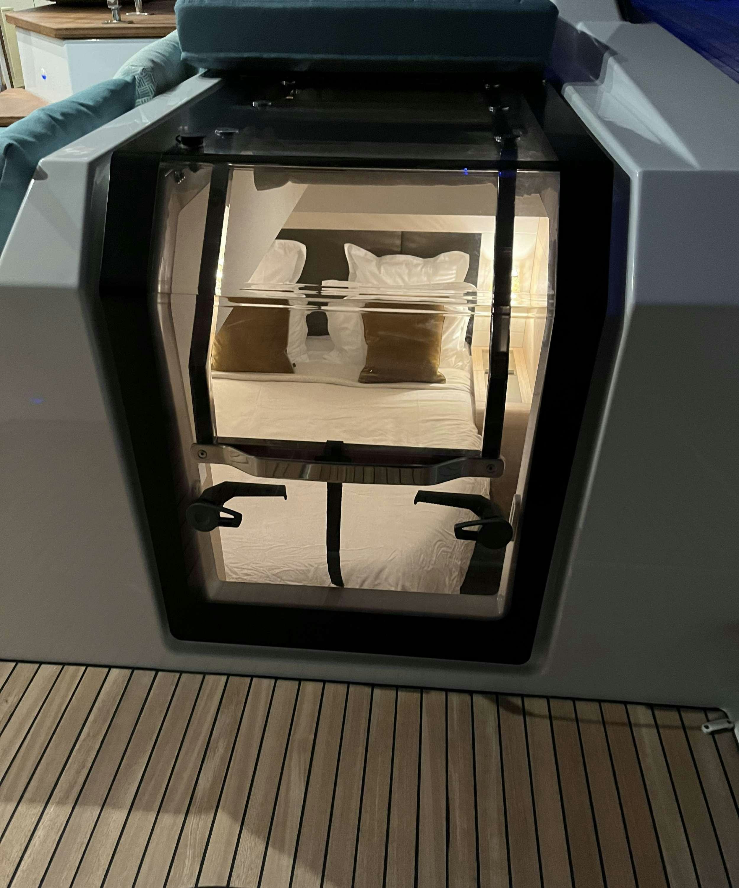 a black oven with a white door aboard THE BLUE DREAM Yacht for Charter