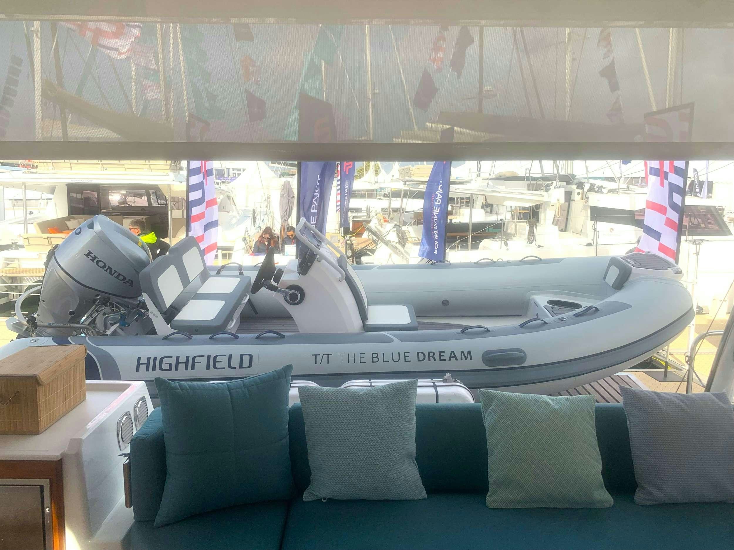 a model of a boat aboard THE BLUE DREAM Yacht for Charter