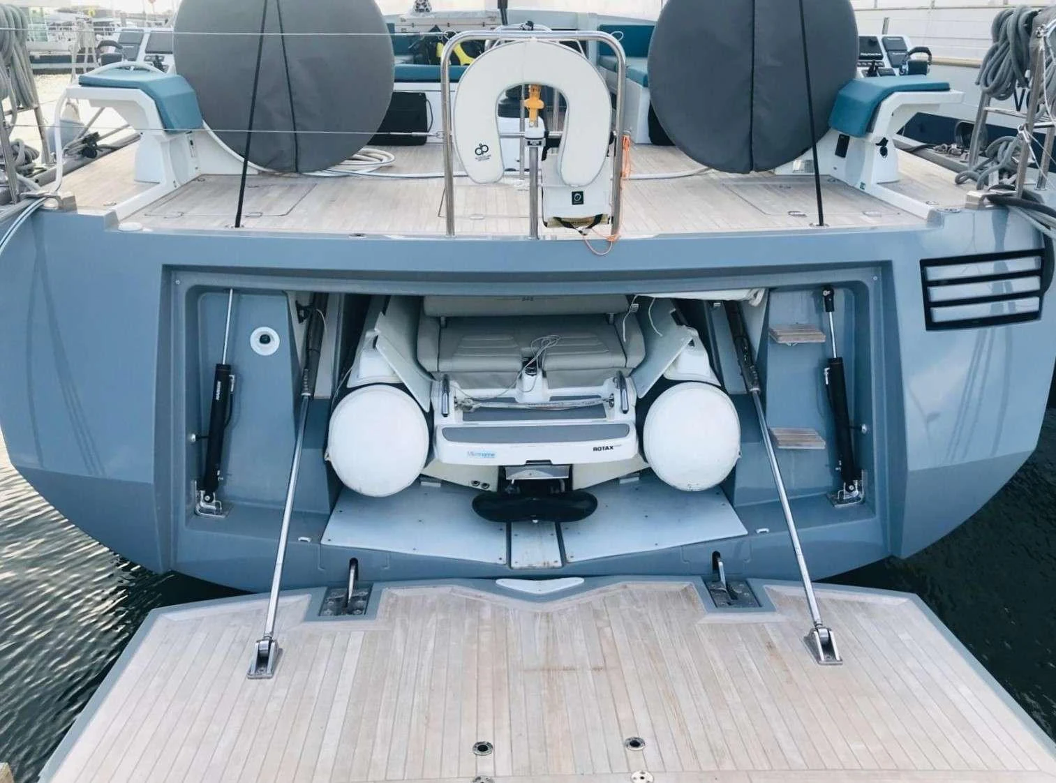 a machine on the floor aboard MAHINA 3 Yacht for Charter