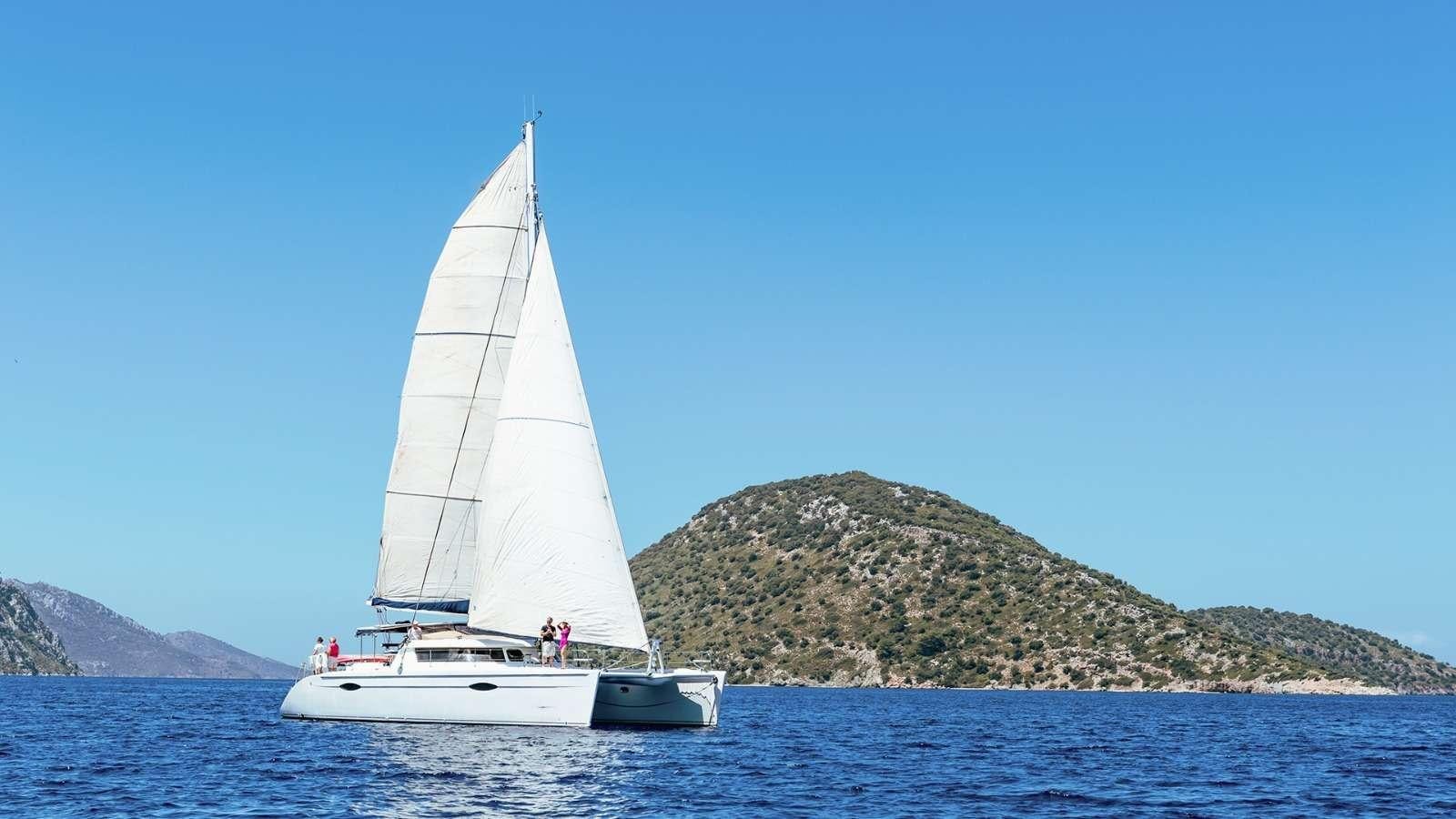 a sailboat on the water aboard ZORBA CAT Yacht for Charter