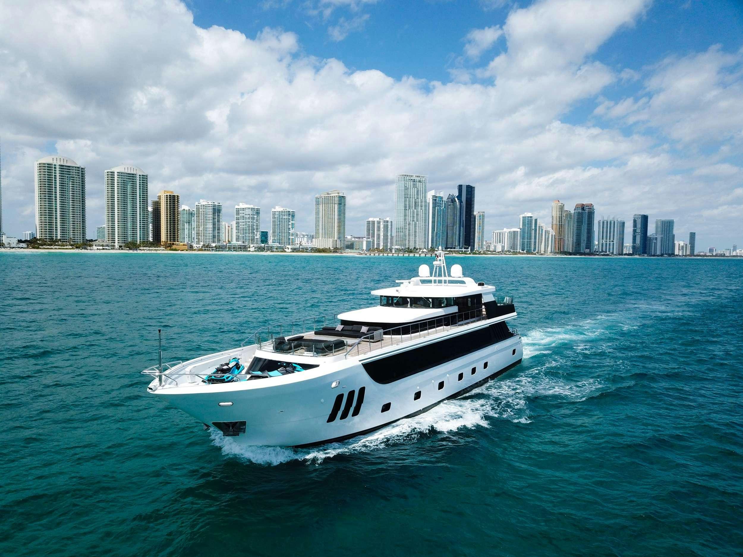 a boat in the water aboard PRIVILEGE Yacht for Charter