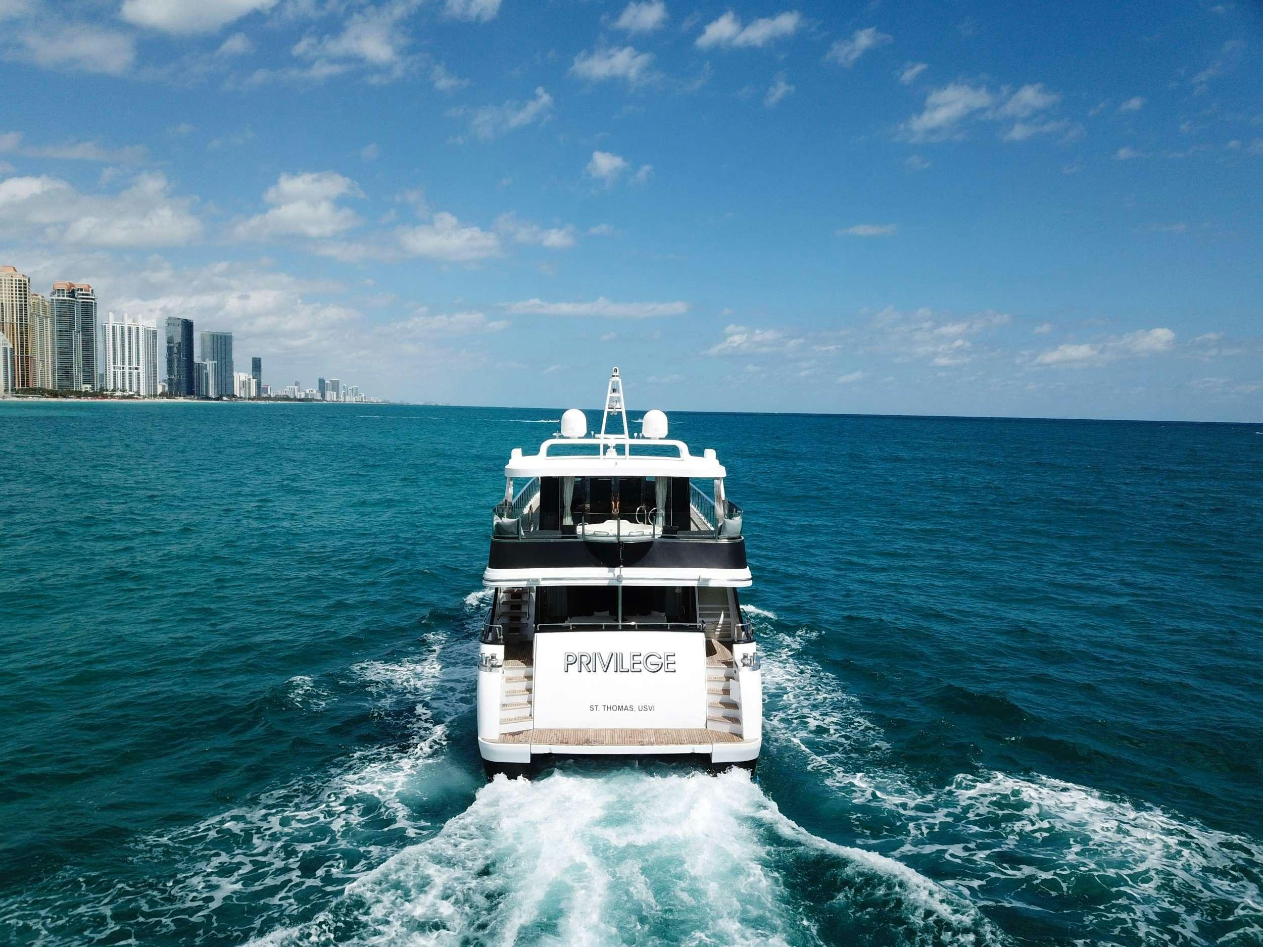 a boat on the water aboard PRIVILEGE Yacht for Charter