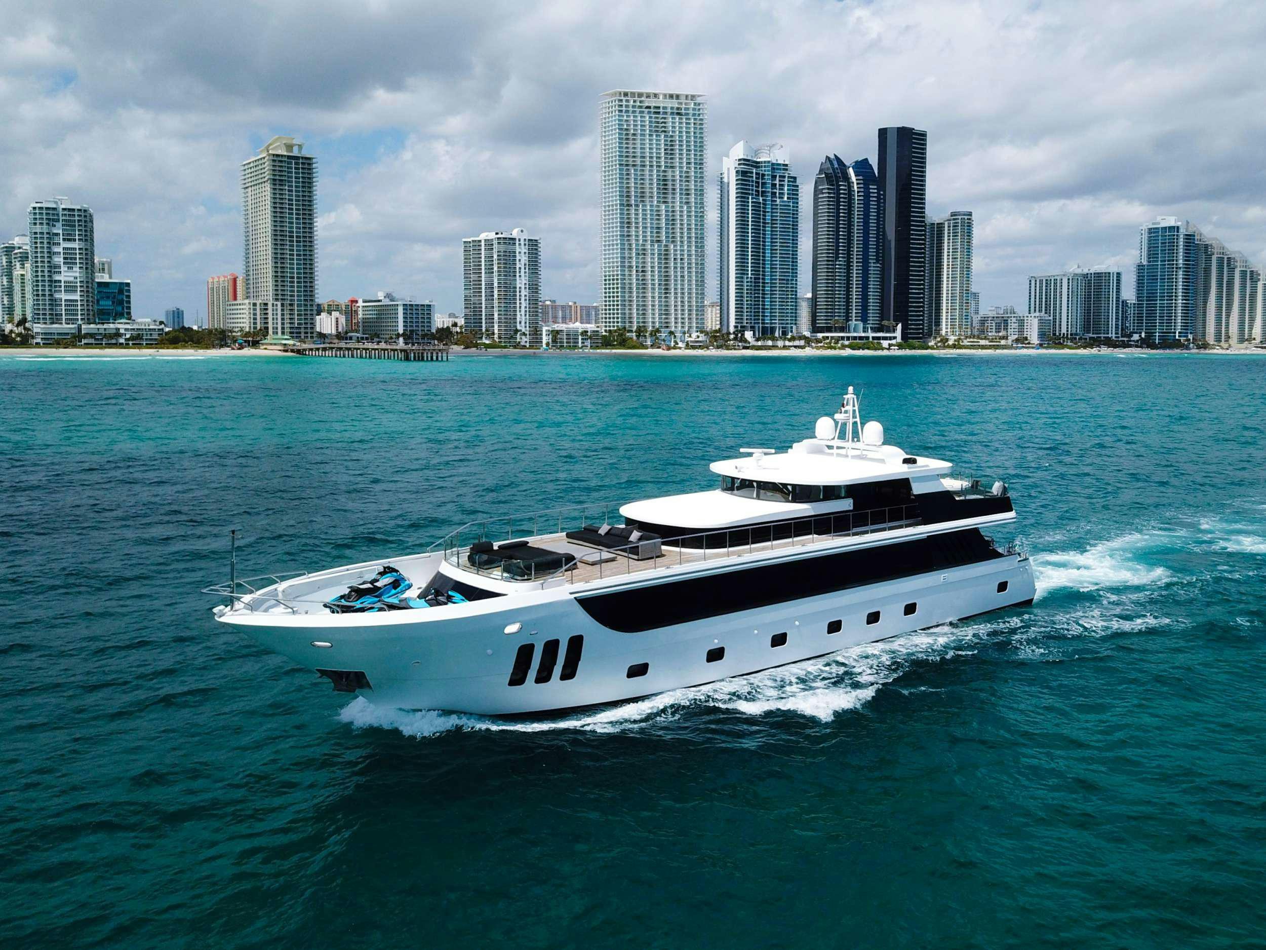 a boat in the water aboard PRIVILEGE Yacht for Charter