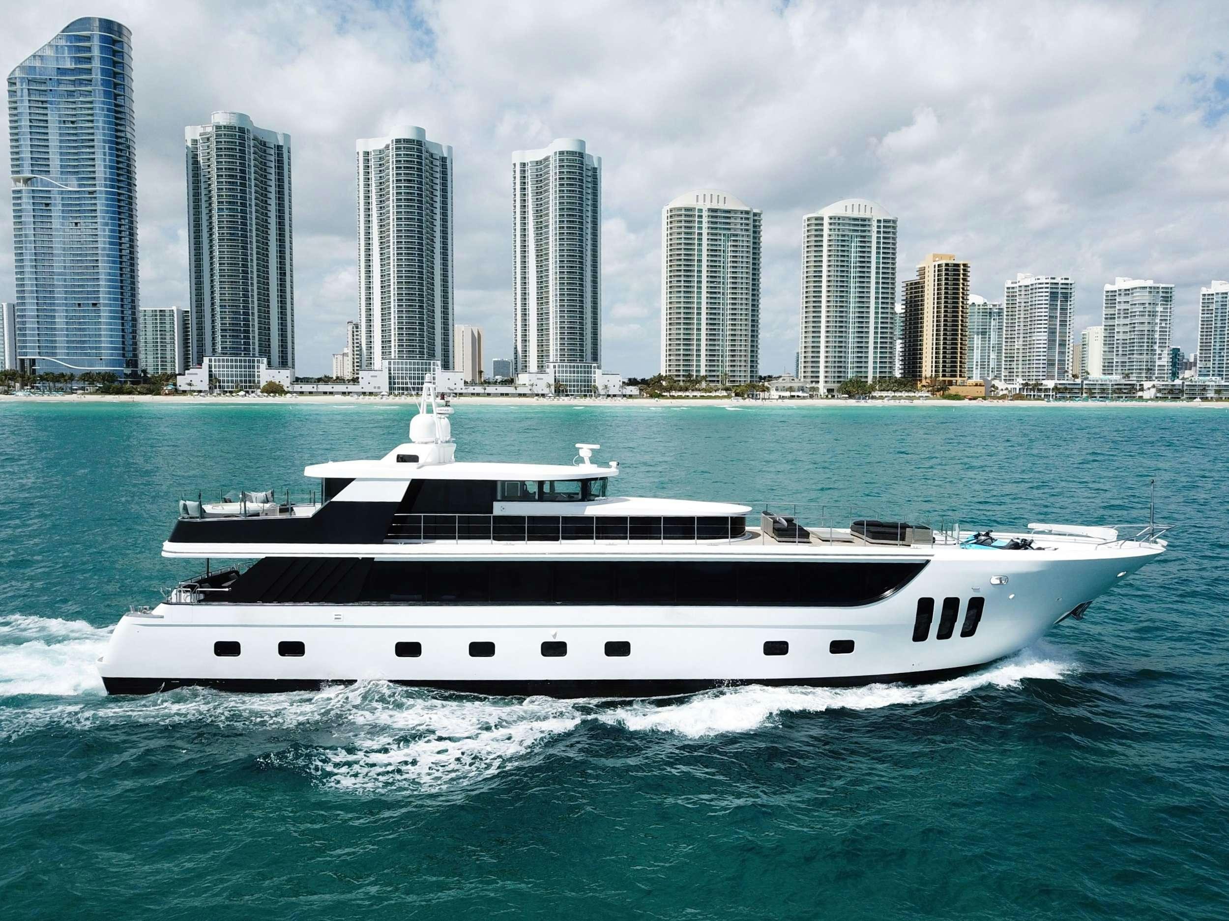a white yacht in the water aboard PRIVILEGE Yacht for Charter