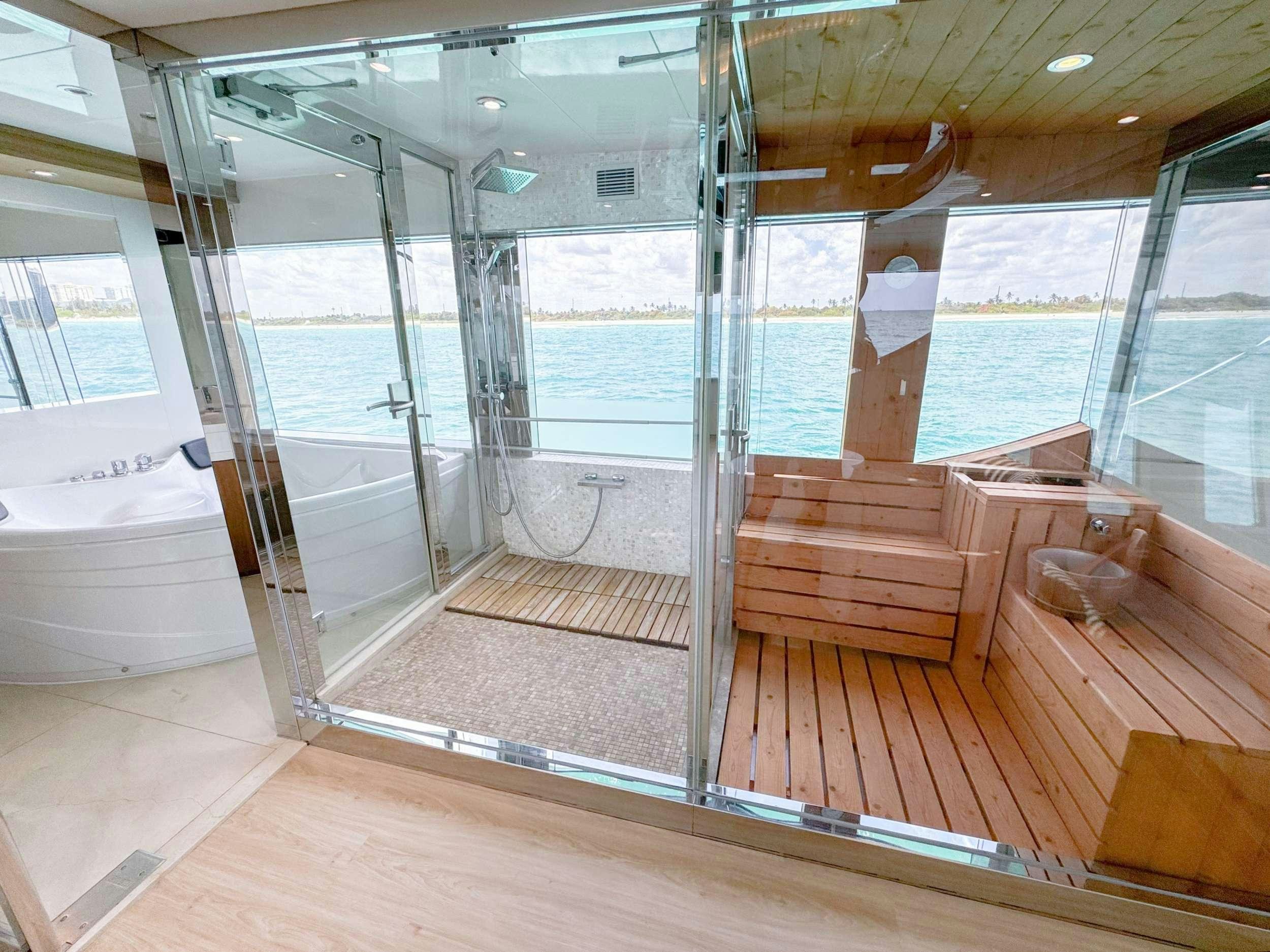 inside of a building aboard PRIVILEGE Yacht for Charter