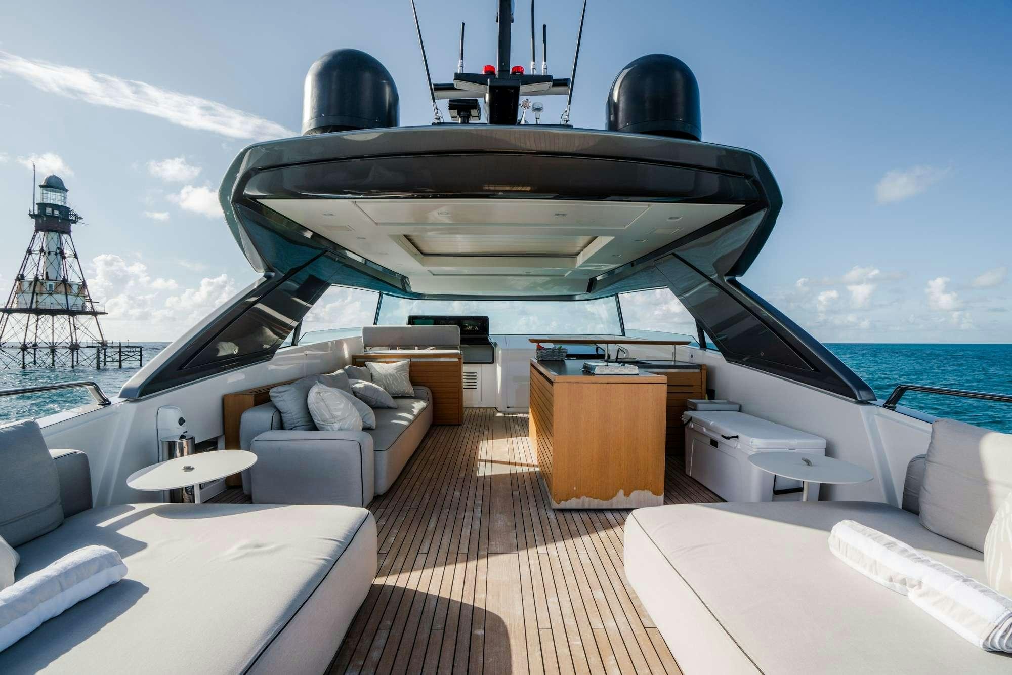 a boat on a deck aboard QUARANTENA Yacht for Charter