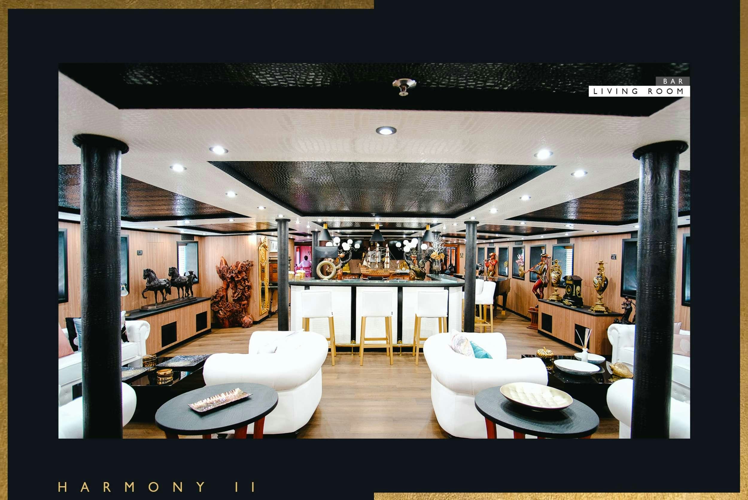 a large room with a glass ceiling aboard HARMONY II Yacht for Charter