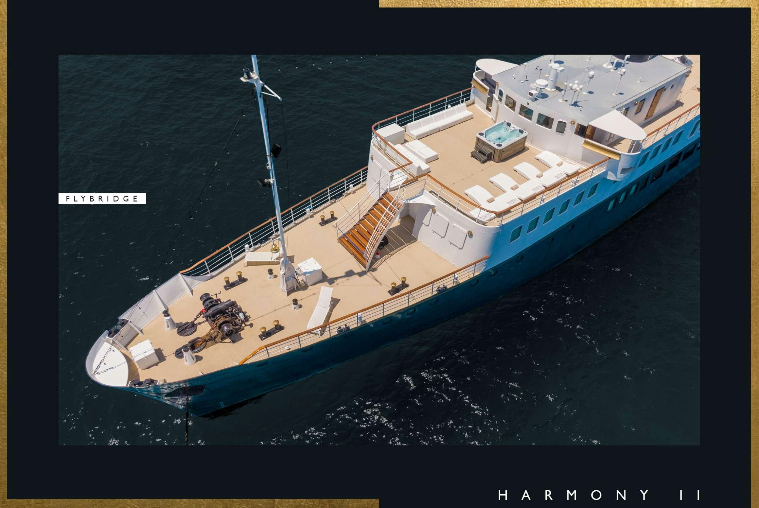a high angle view of a ship aboard HARMONY II Yacht for Charter