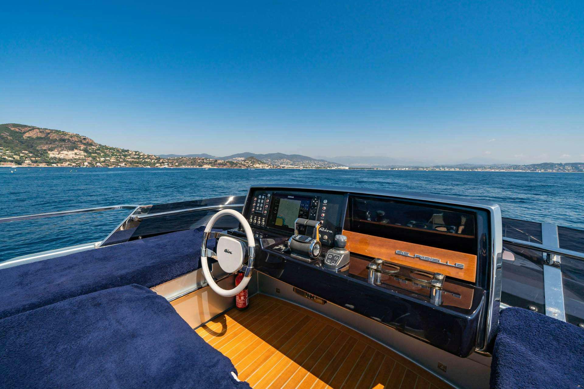 a car on a boat aboard BLUE SHARK Yacht for Charter