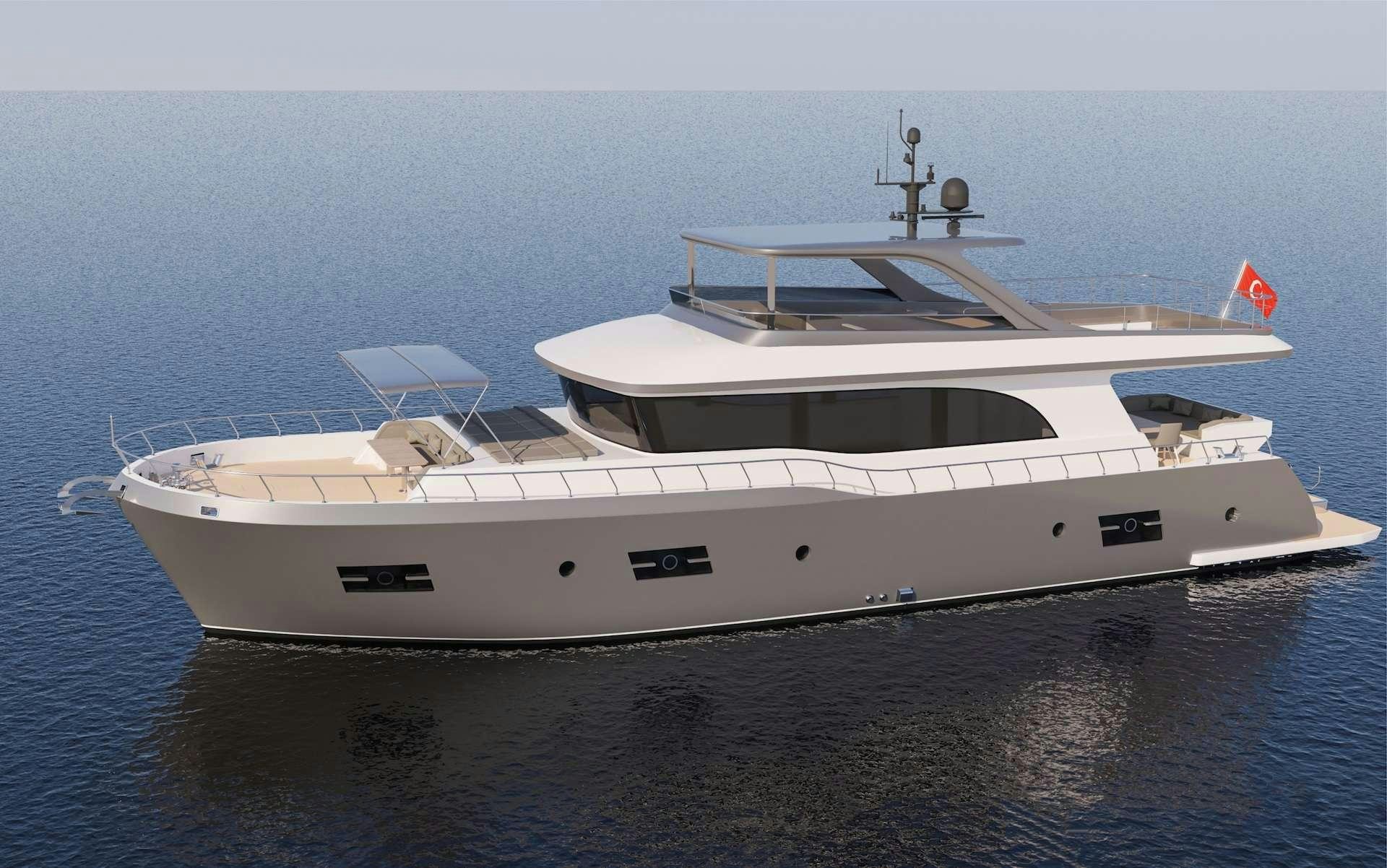 a white yacht on the water aboard LAVIN Yacht for Charter