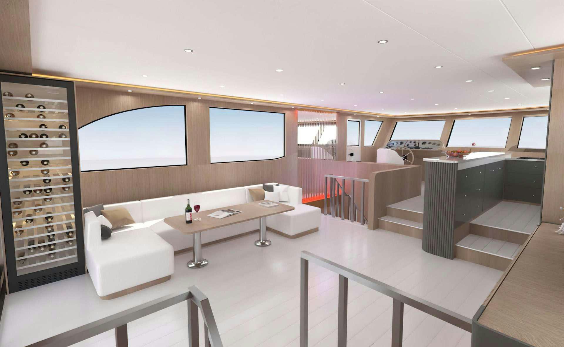 a room with a table and chairs aboard LAVIN Yacht for Charter