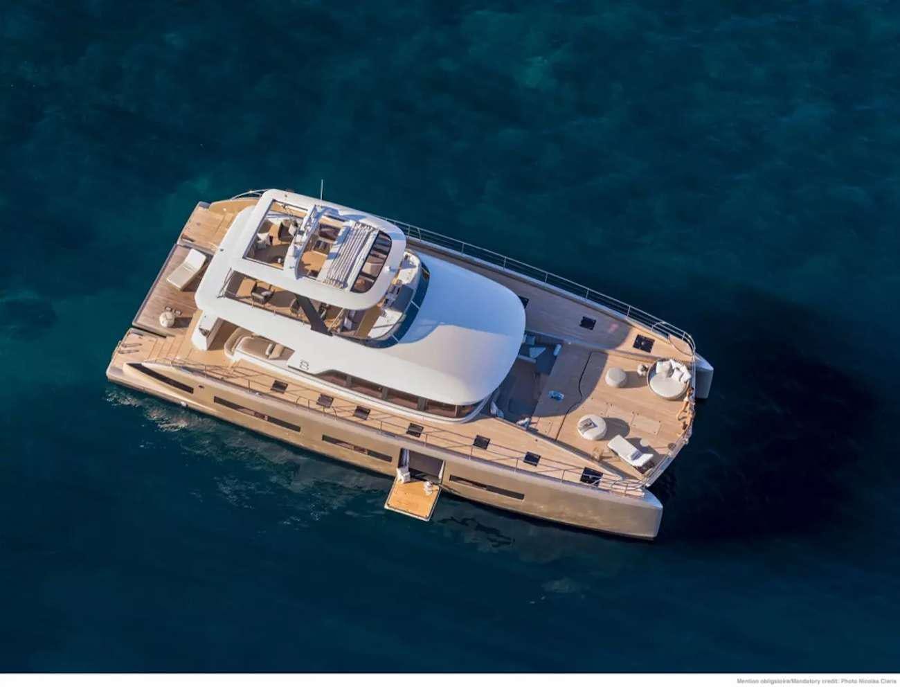 a high angle view of a ship aboard SEVENTY8 Yacht for Charter