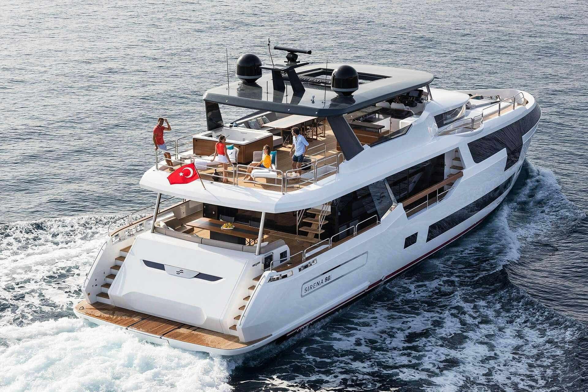 a boat on the water aboard SAINT Yacht for Charter
