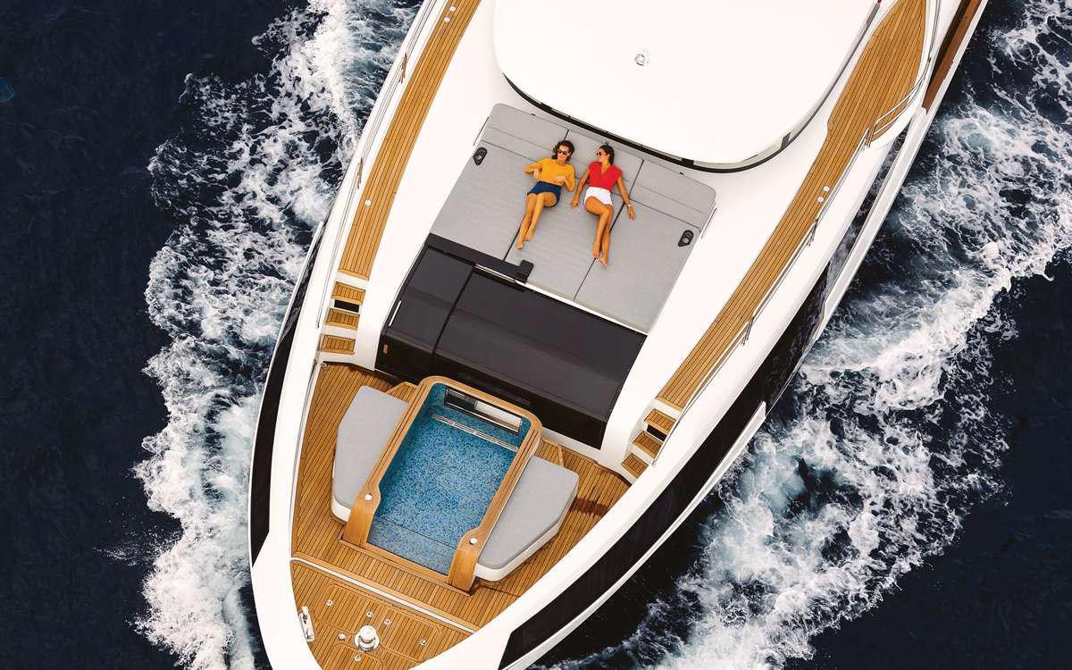 a high angle view of people on a boat aboard SAINT Yacht for Charter