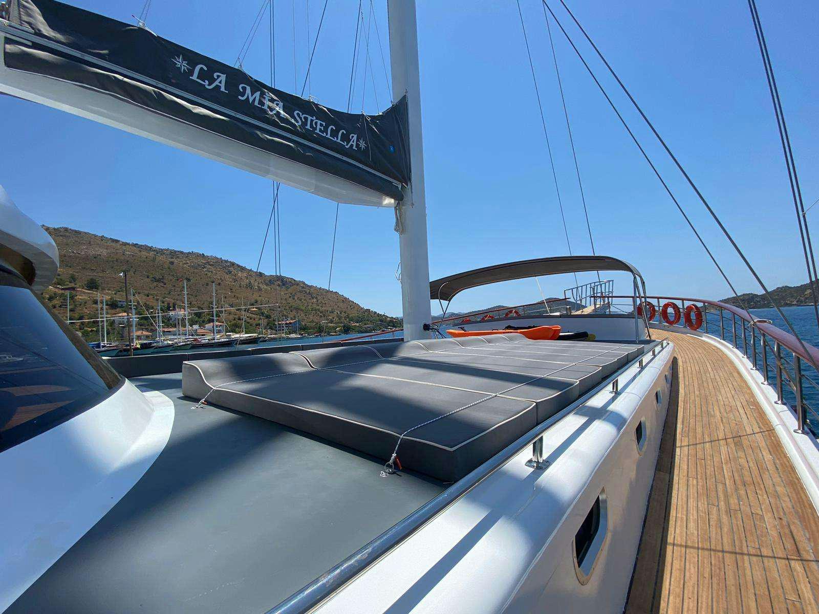 a boat on the water aboard LA MIA STELLA Yacht for Charter