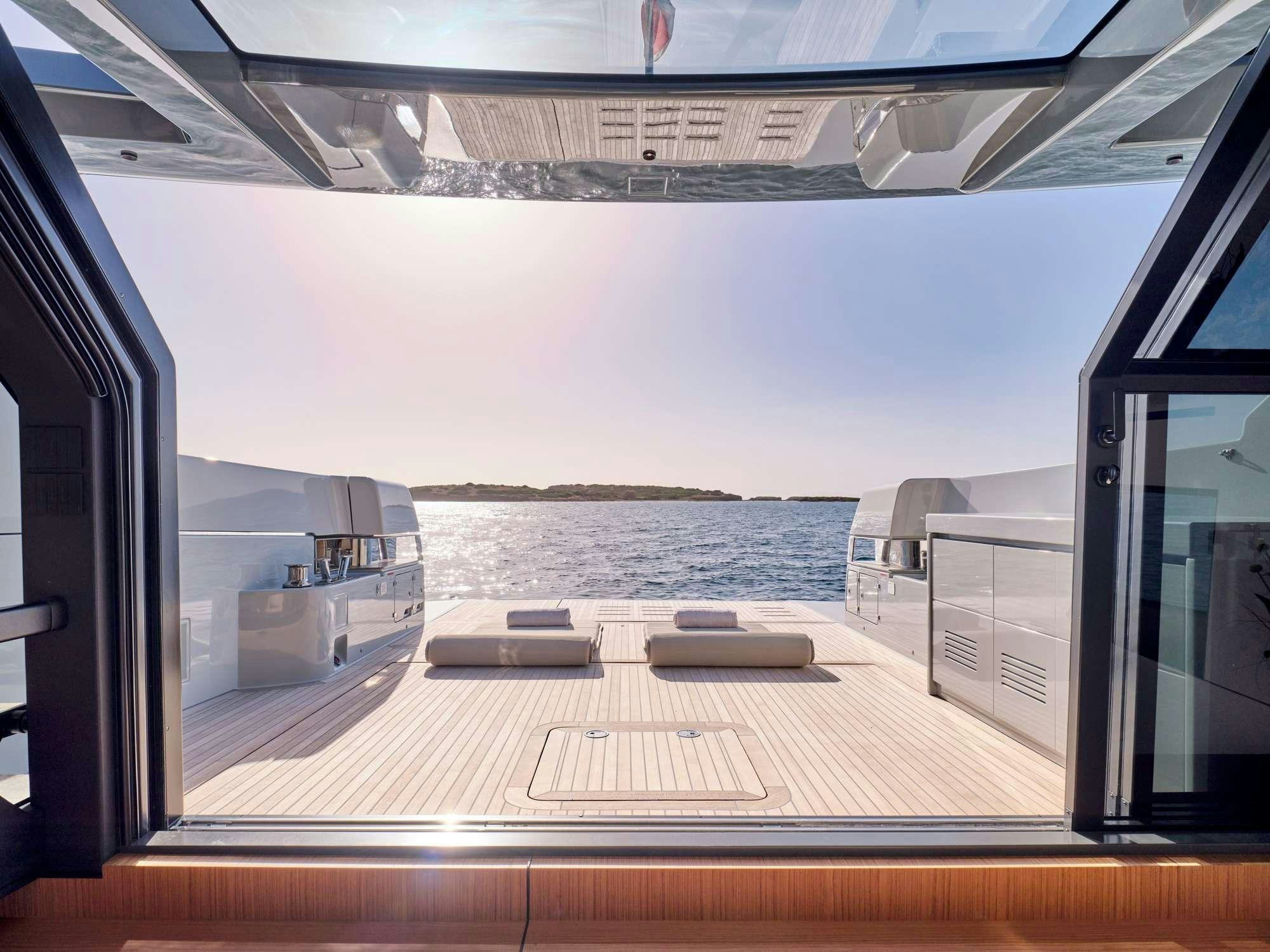 a view of the ocean from a window of a ship aboard DUCHESS Yacht for Charter