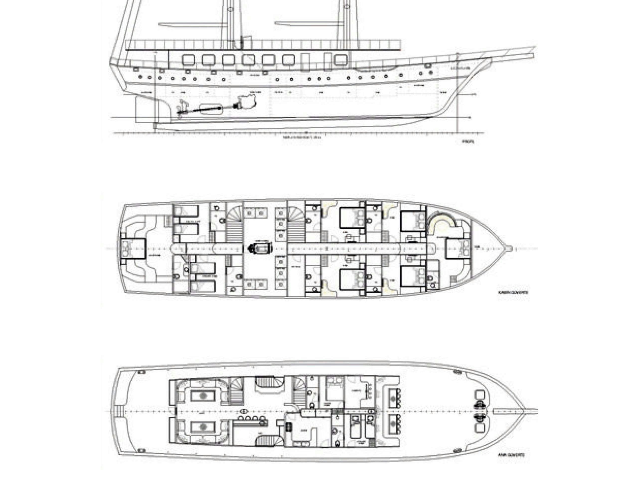 diagram, engineering drawing aboard QUEEN ATLANTIS Yacht for Charter