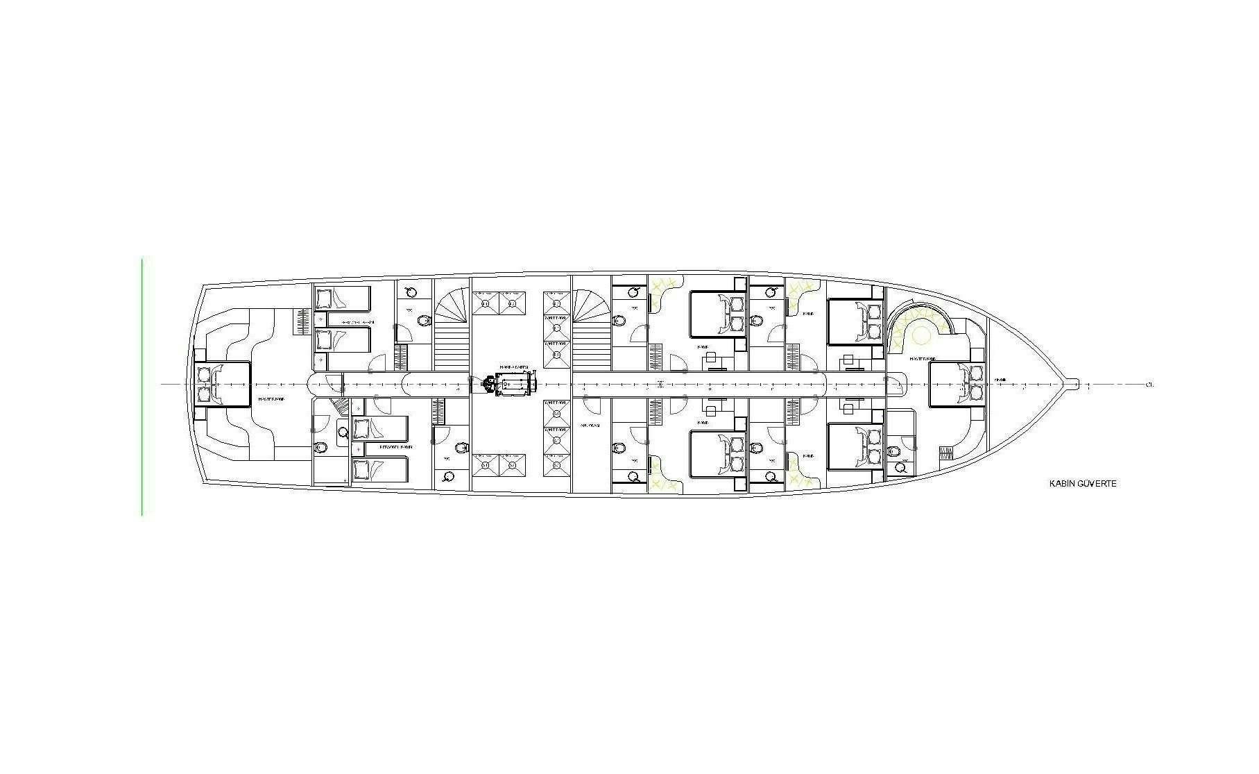 diagram, engineering drawing aboard QUEEN ATLANTIS Yacht for Charter