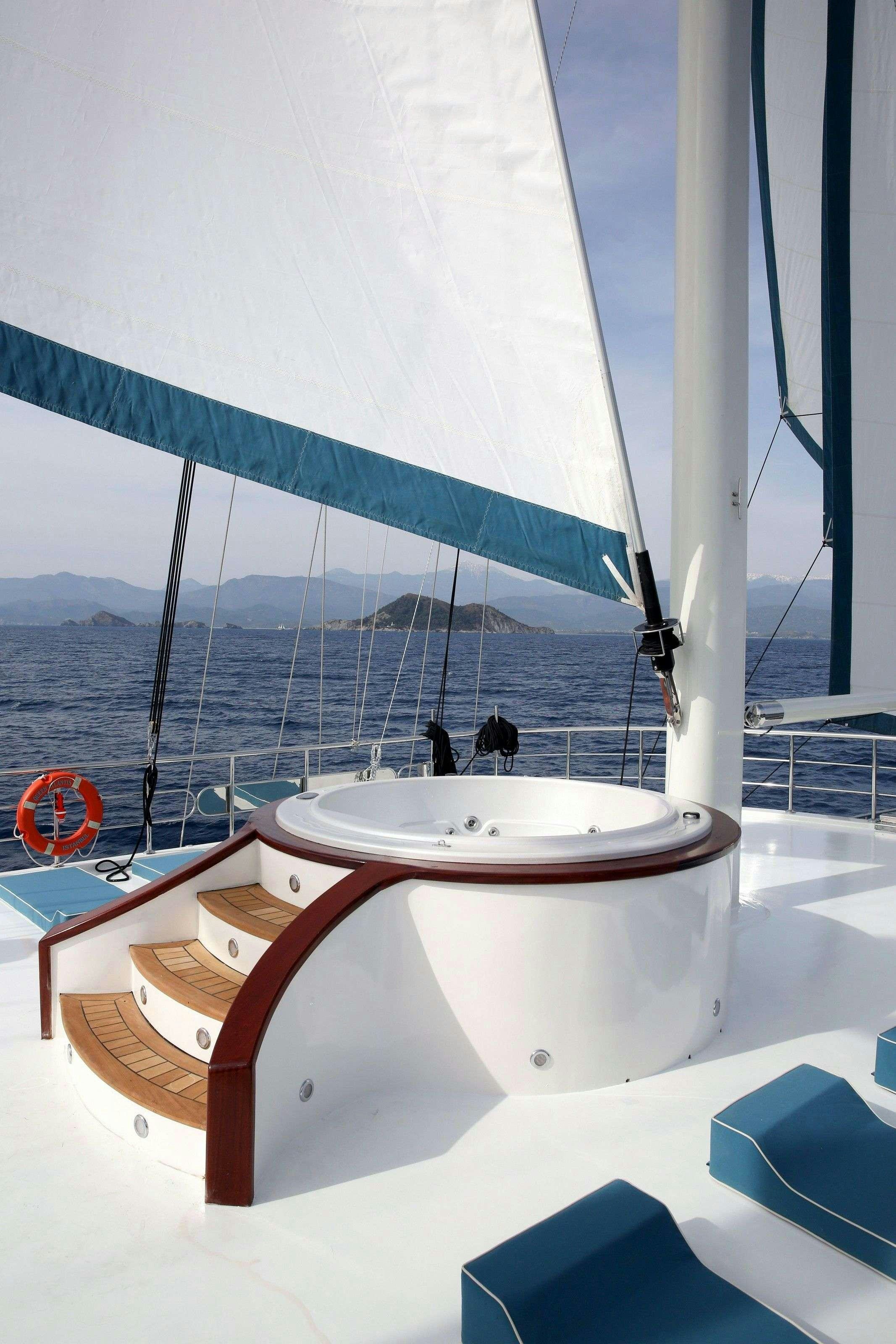 a sink in a room aboard QUEEN ATLANTIS Yacht for Charter