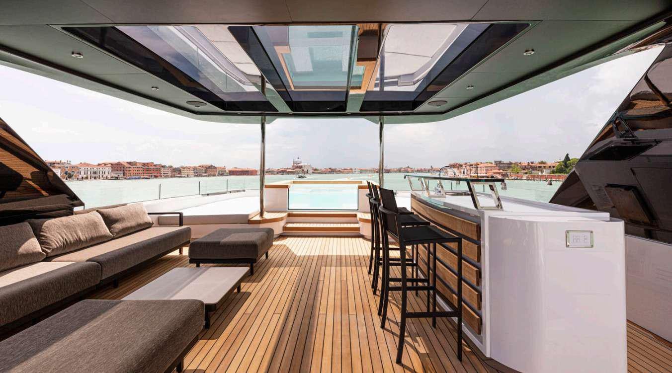 a boat on a deck aboard VAYUS Yacht for Charter