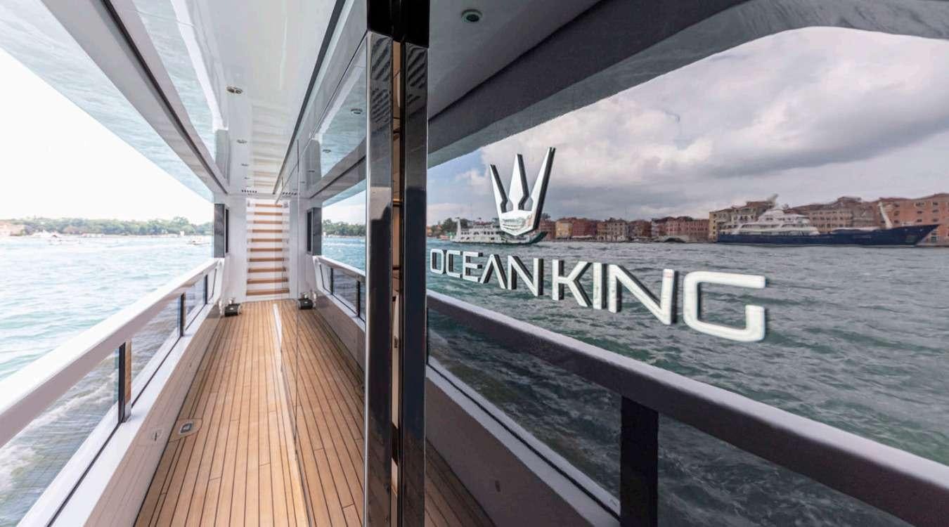 a wooden walkway over water aboard VAYUS Yacht for Charter