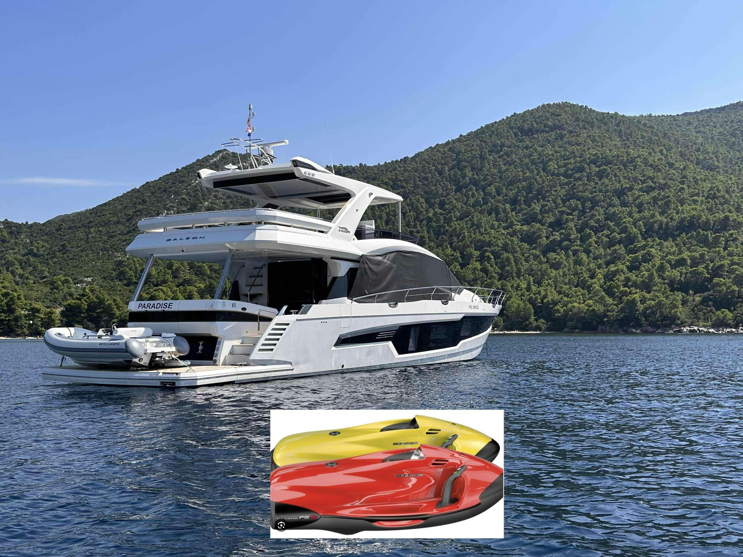 a boat on the water aboard PARADISE Yacht for Charter