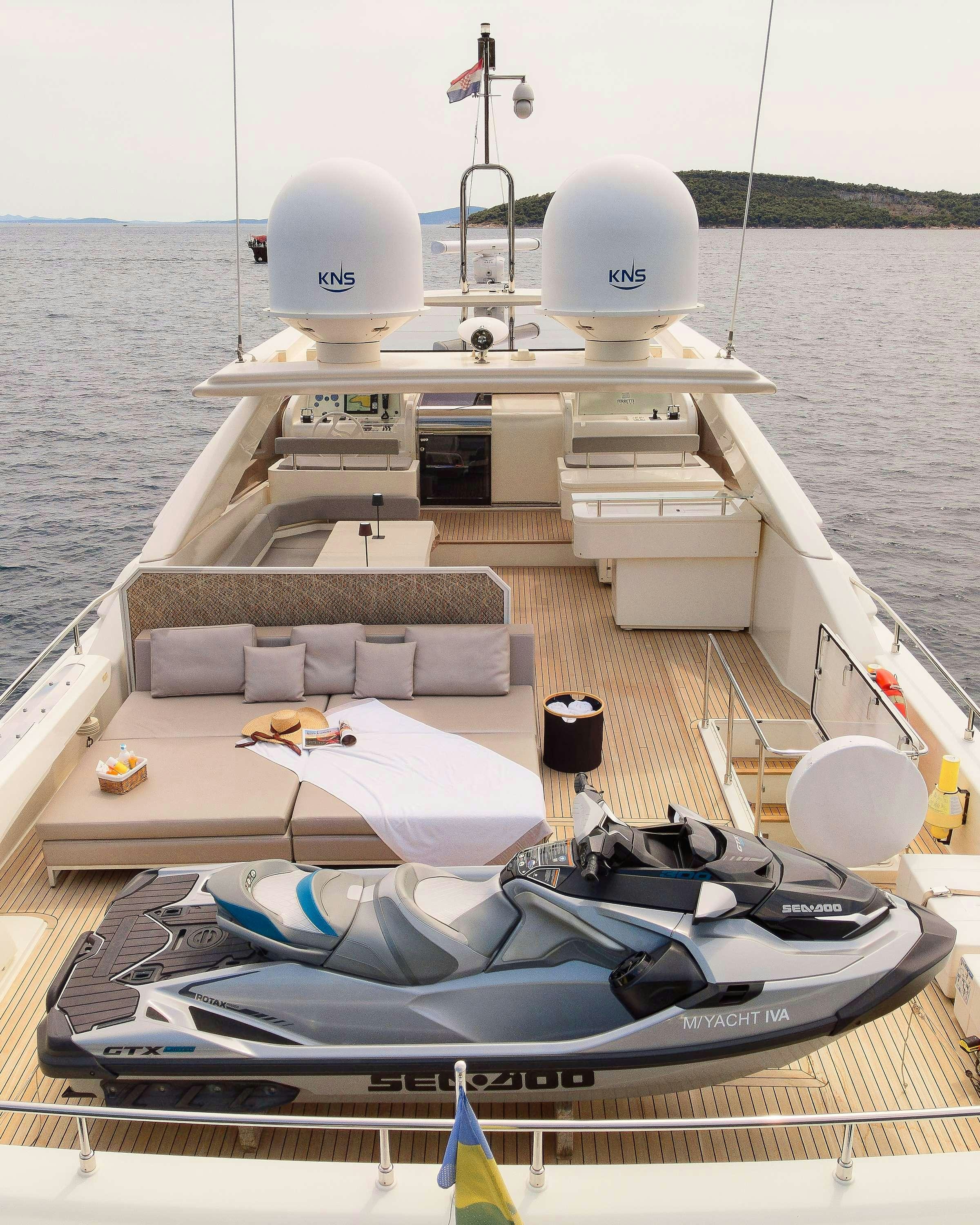 a boat on the water aboard IVA Yacht for Charter