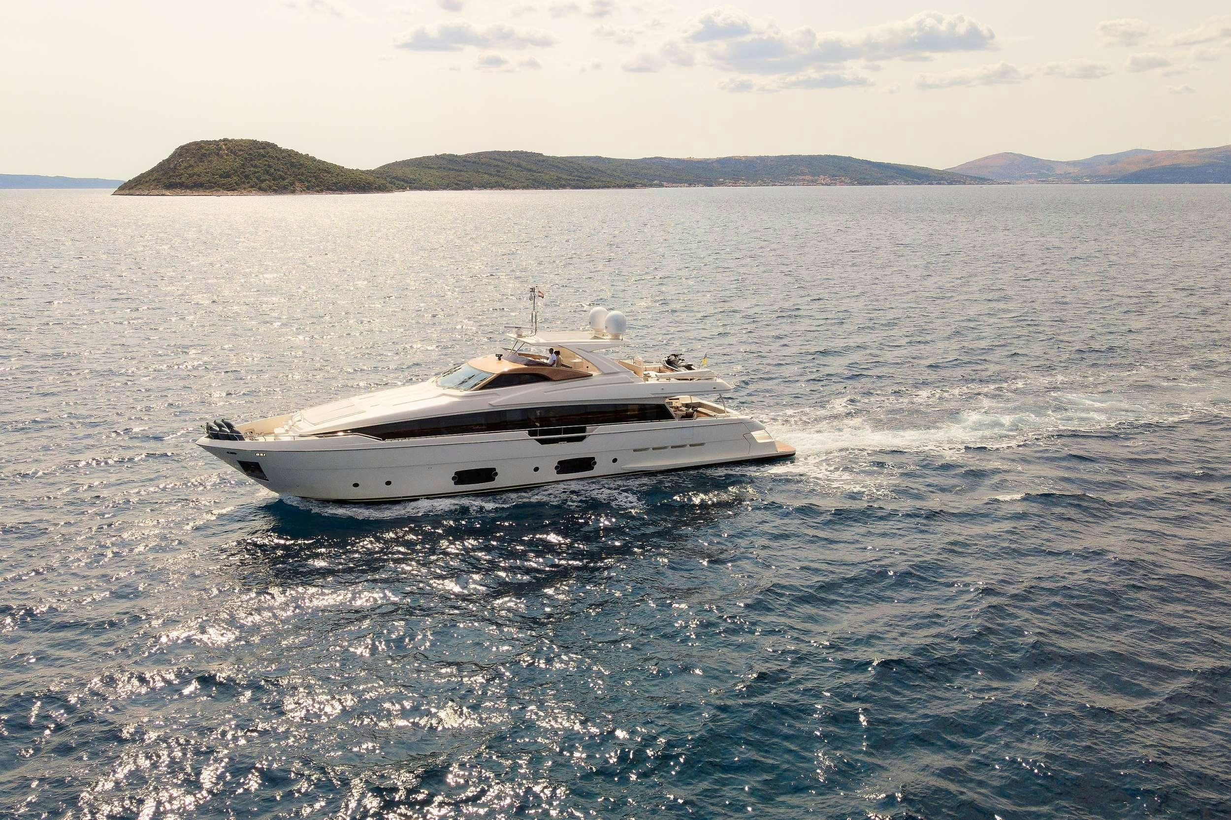 a boat in the water aboard IVA Yacht for Charter