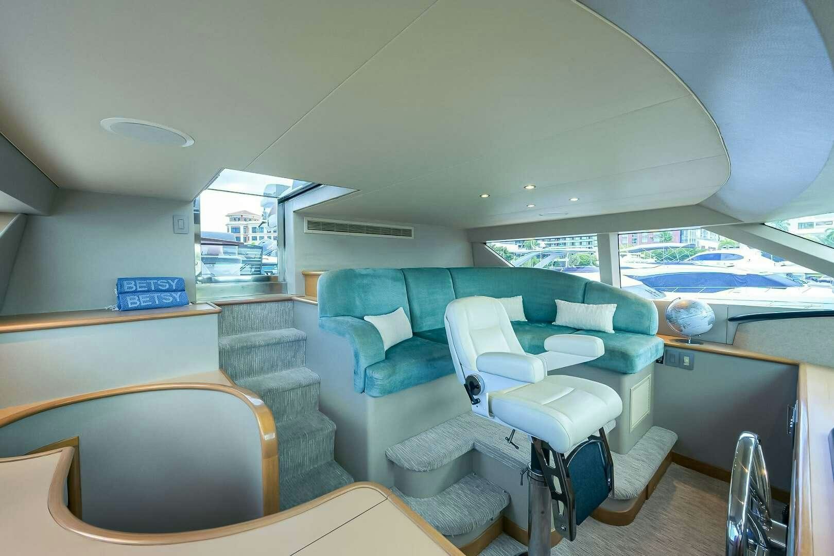 a boat with a view of the water and the land below aboard HARD TIMES Yacht for Charter