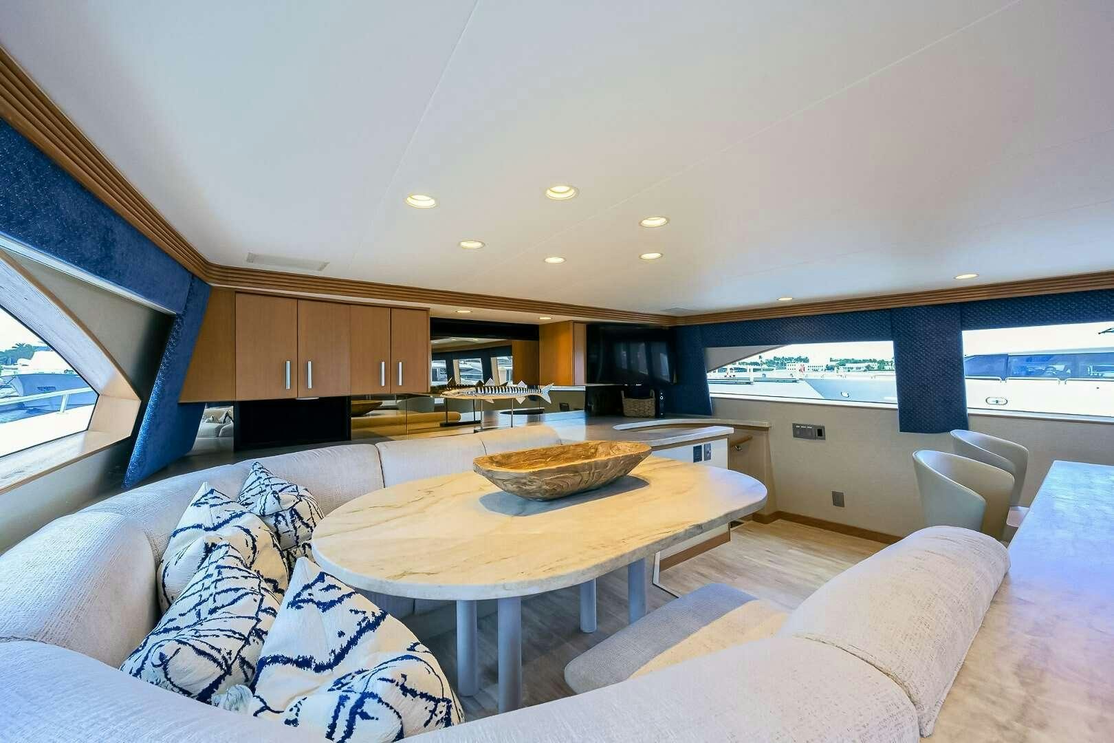 a kitchen and living room aboard HARD TIMES Yacht for Charter