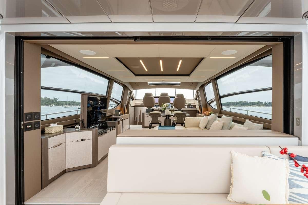 inside of a car aboard CHERRY Yacht for Charter