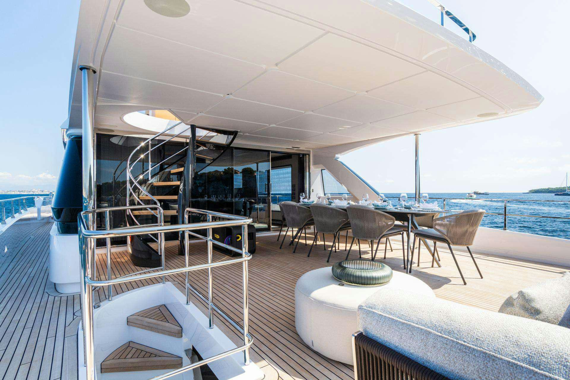 a boat on the water aboard MRS L Yacht for Charter