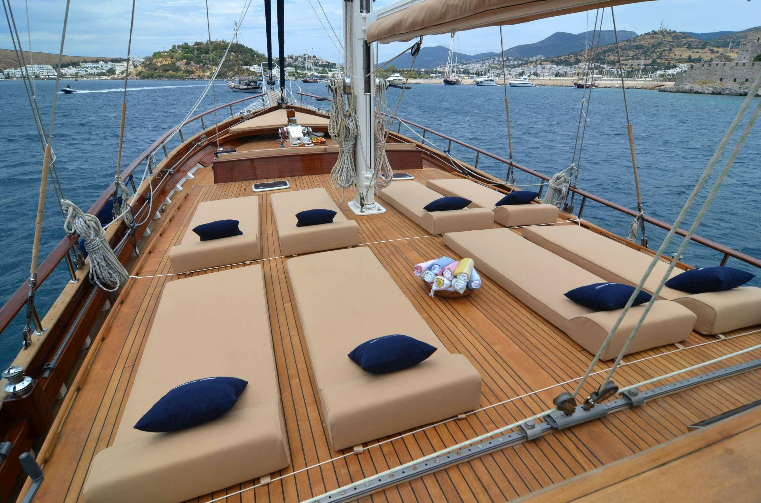 a boat on the water aboard MAR E MAR Yacht for Charter
