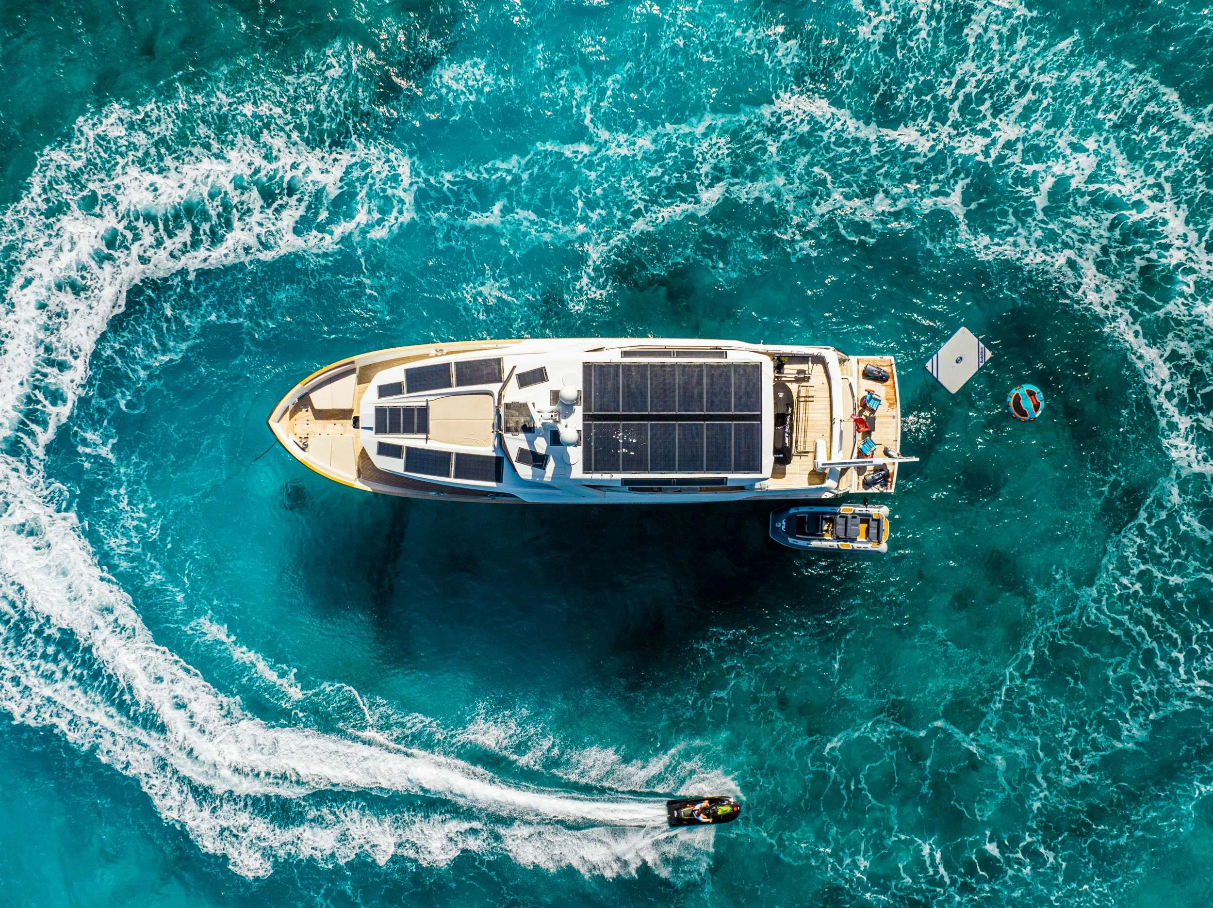 a boat in the water aboard EXIT STRATEGY Yacht for Charter