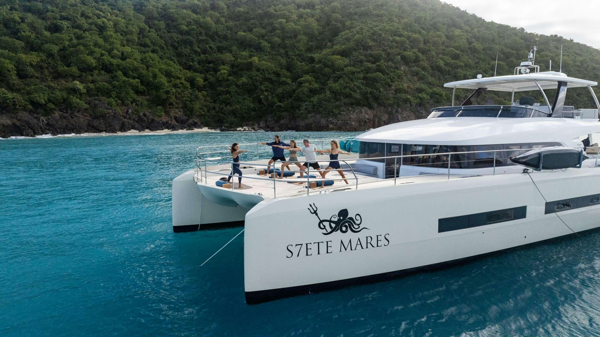 a group of people on a boat aboard SIETE MARES Yacht for Charter