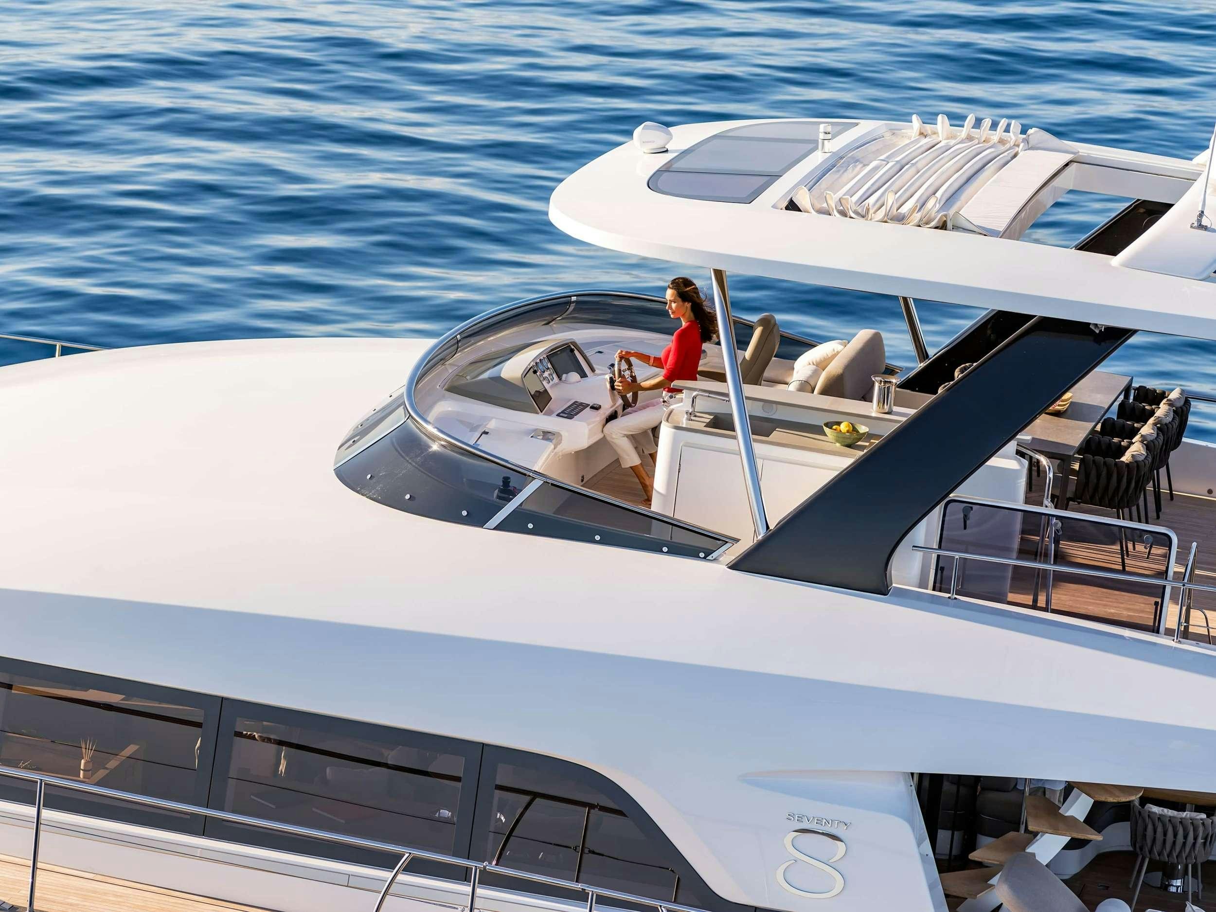 a boat with people on it aboard SIETE MARES Yacht for Charter