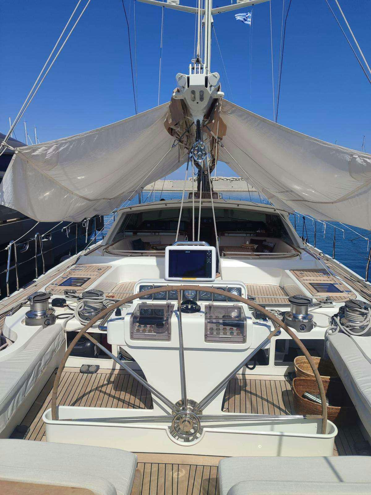 the front of a boat aboard SCARENA Yacht for Charter