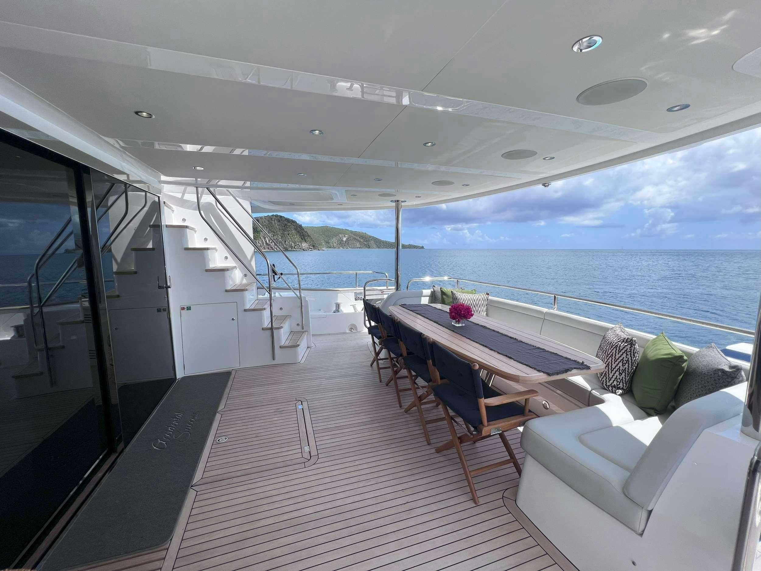 a room with a table and chairs aboard ACCIDENTAL SUCCESS II Yacht for Charter