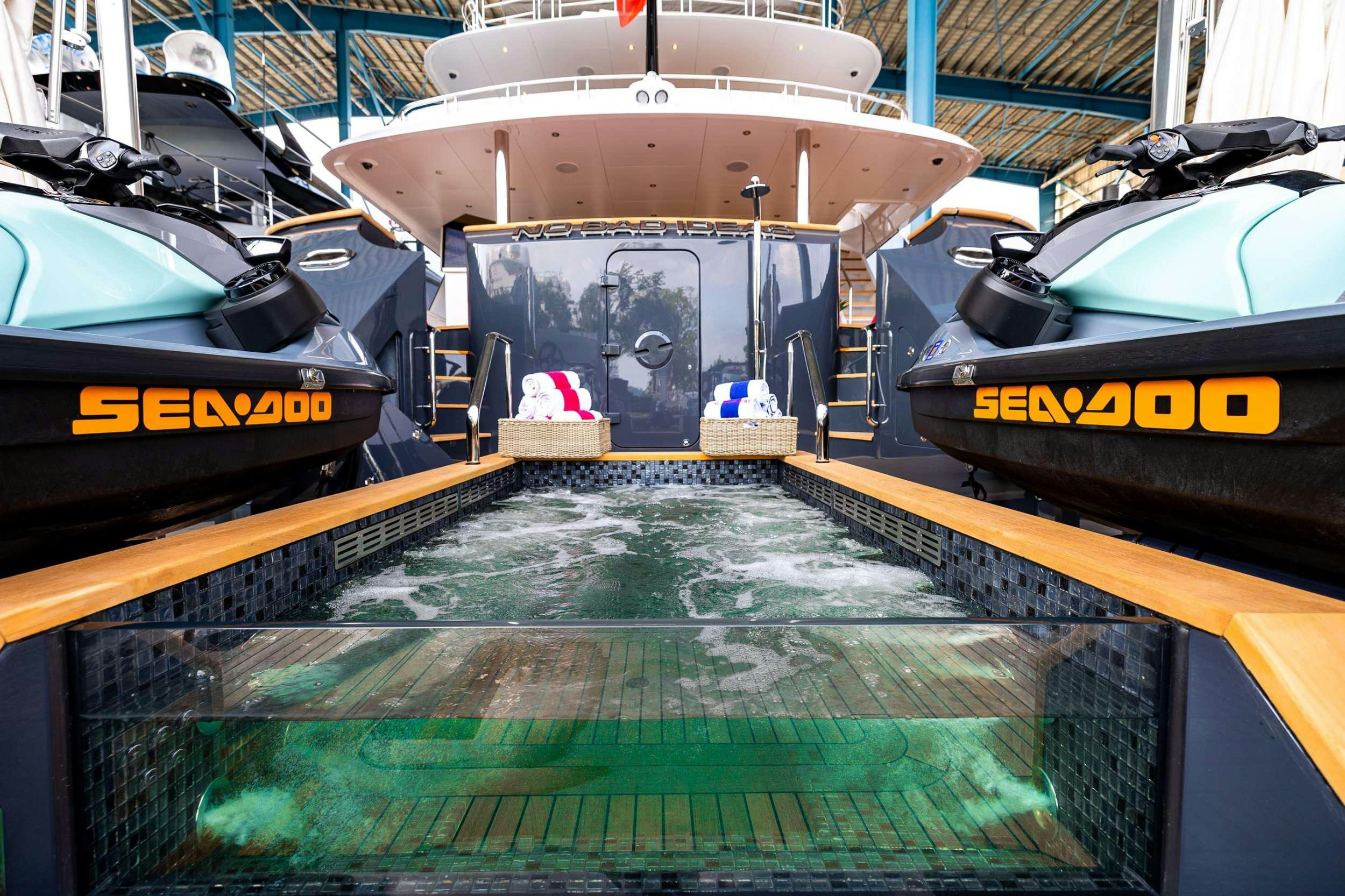 a few trains on a railway station aboard NO BAD IDEAS Yacht for Charter